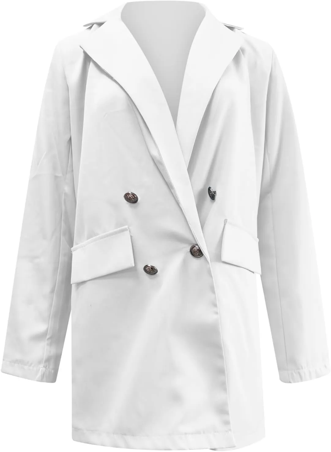 Akklian Women's Blazer Twill Office Jackets Plus Size Fitted Lapel Blazers Double Breasted 3/4 Sleeve Lightweight Suit Jacket