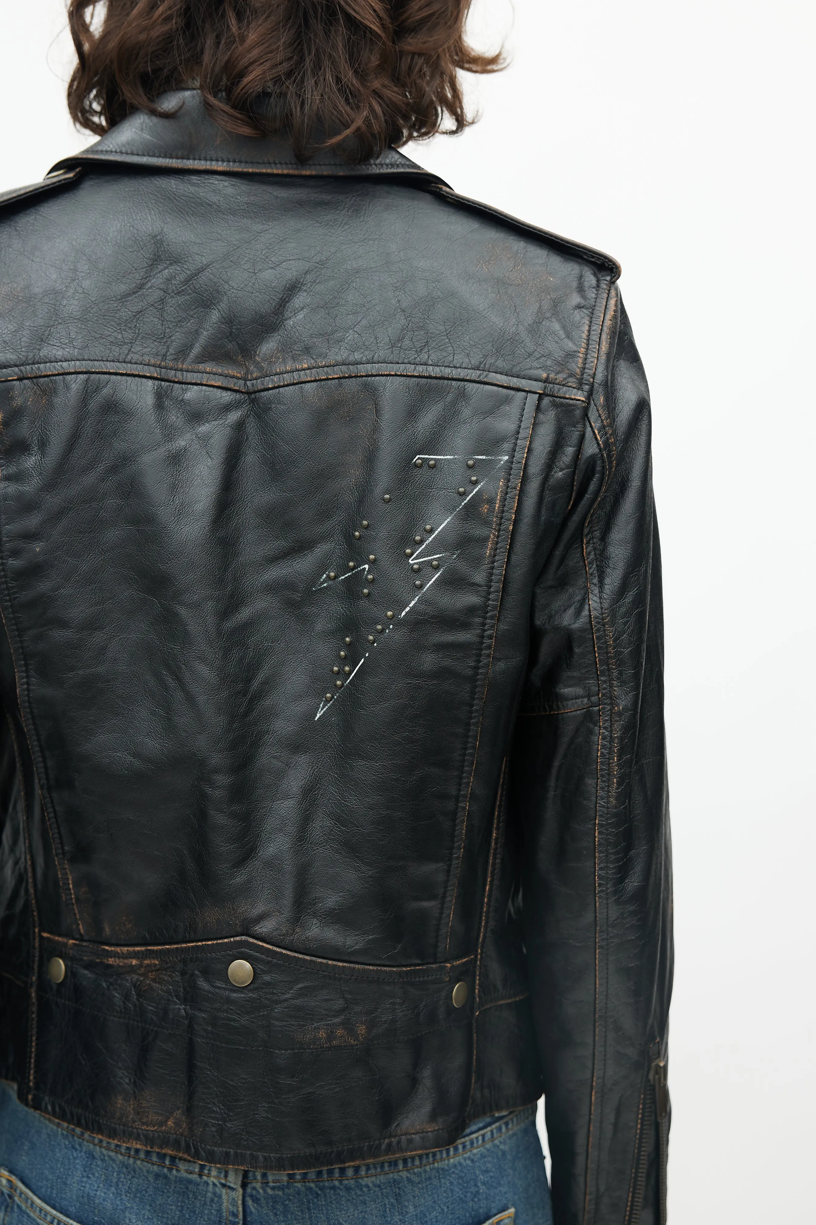 Black Distressed Leather Jacket