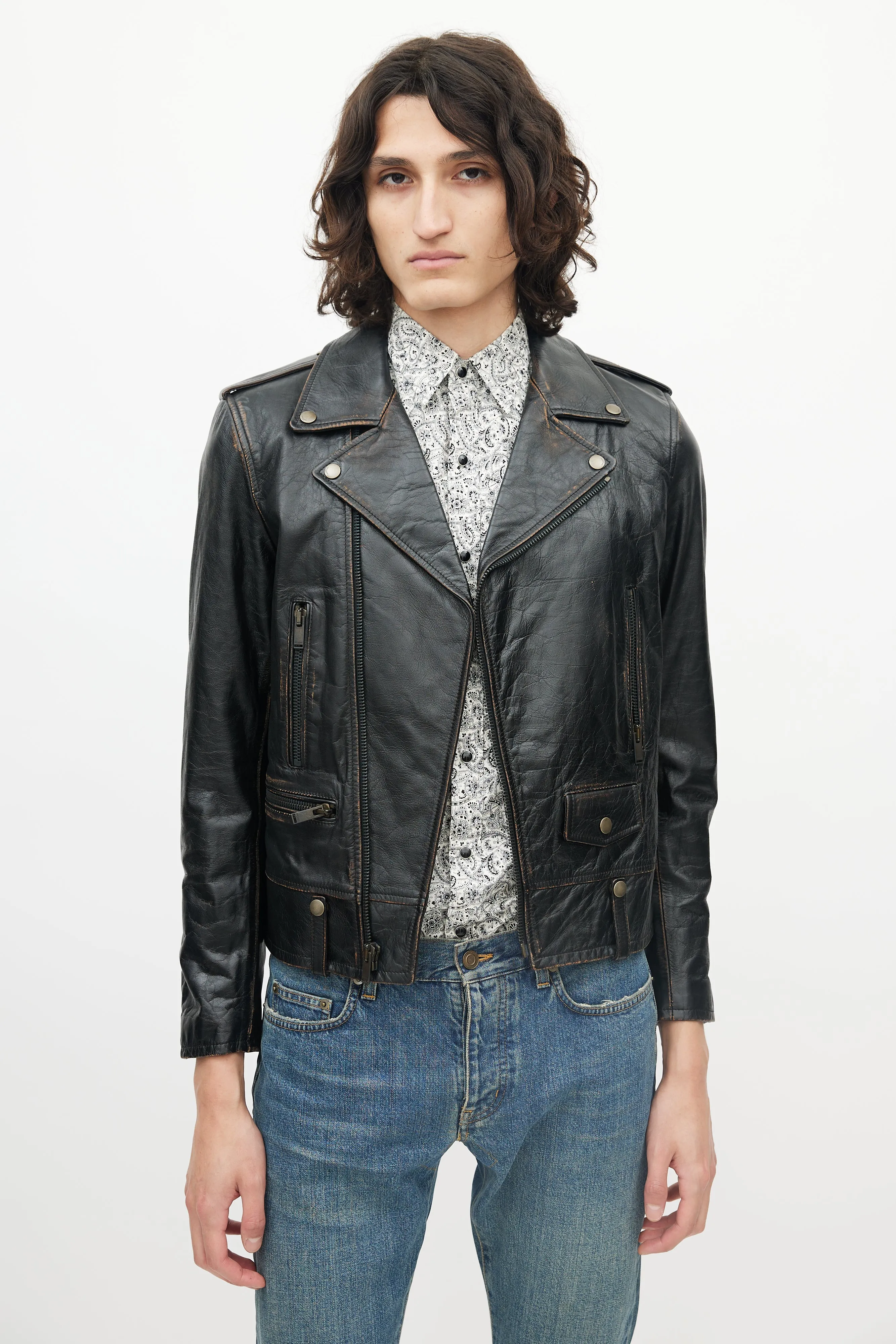Black Distressed Leather Jacket