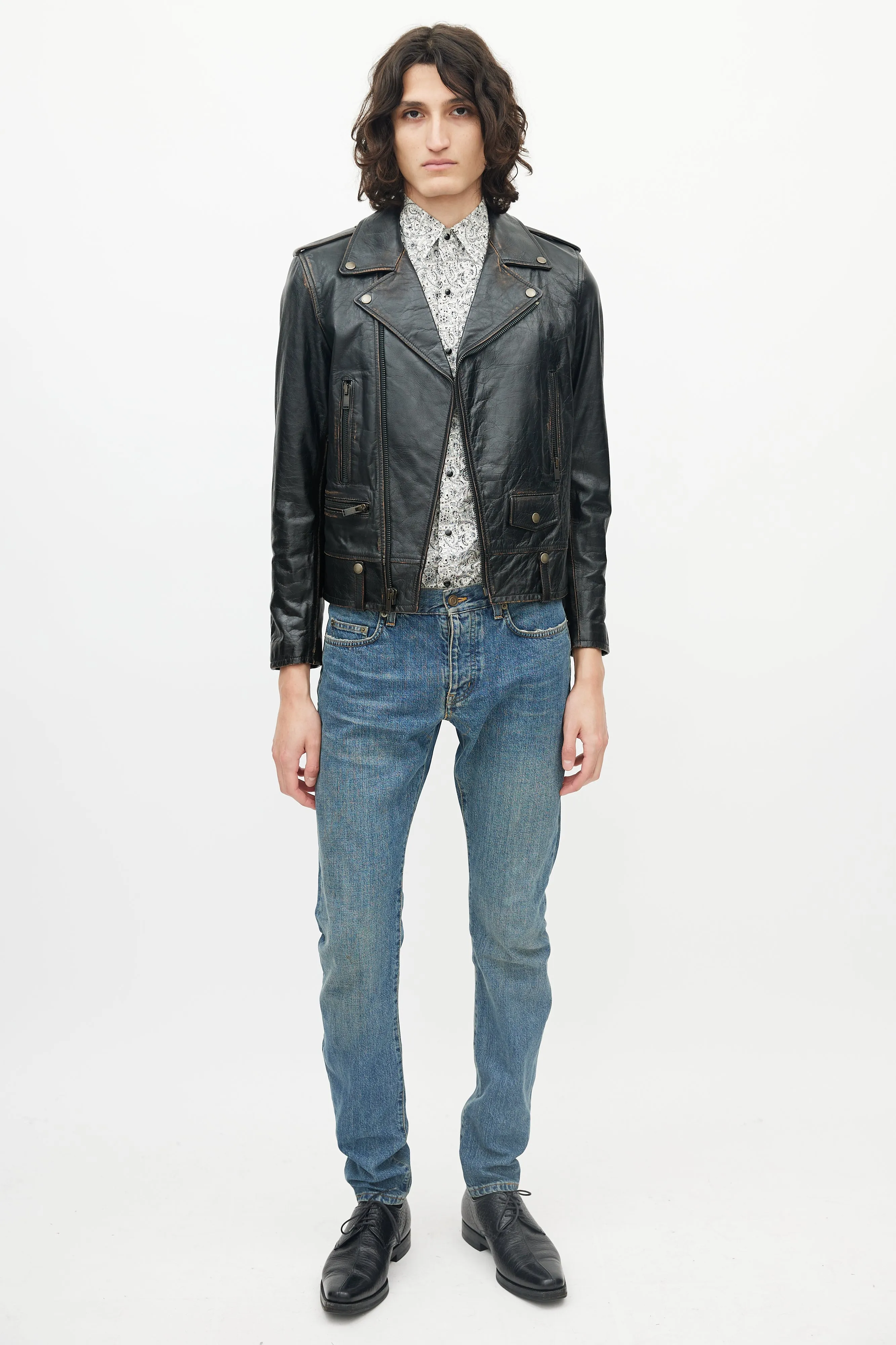 Black Distressed Leather Jacket