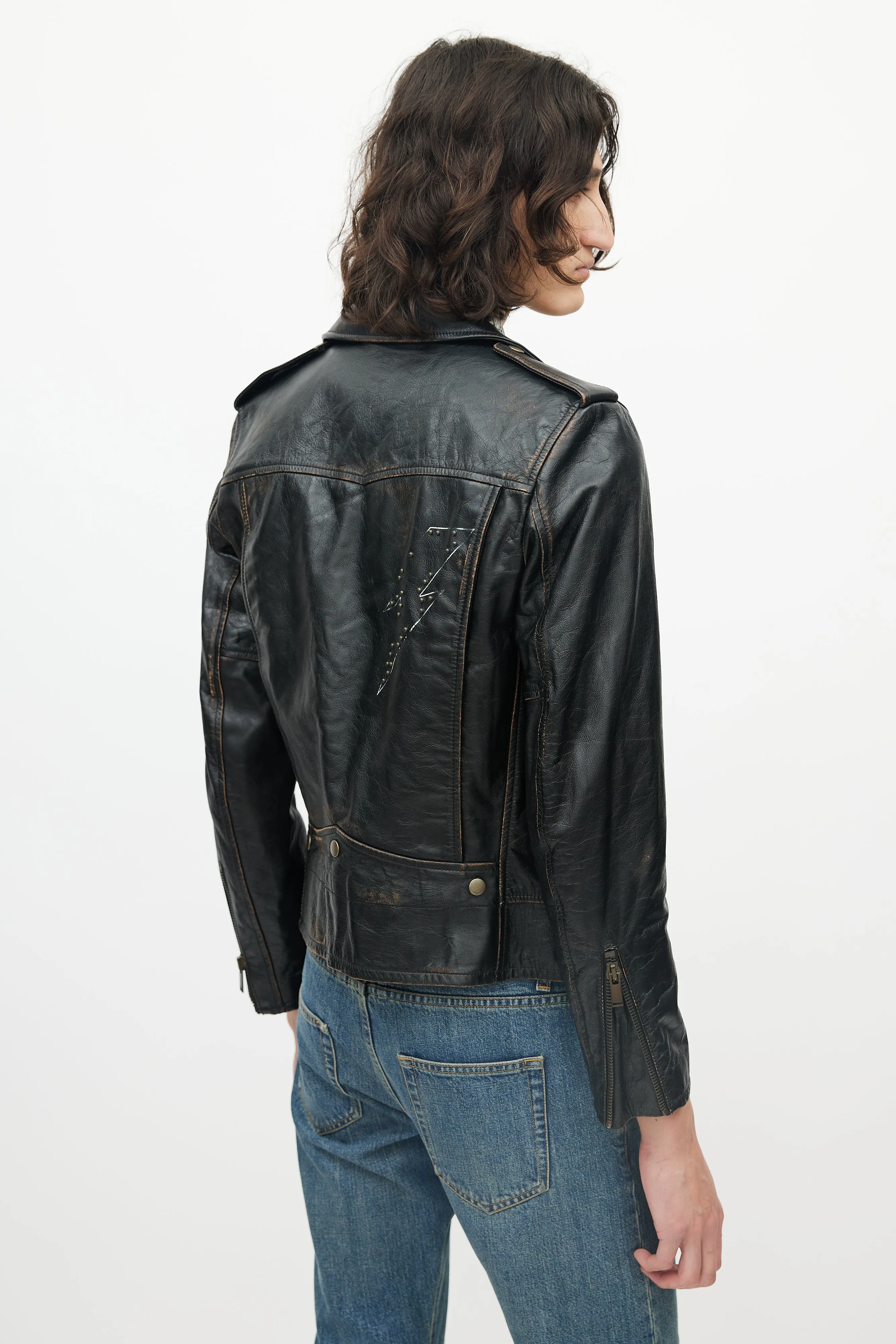 Black Distressed Leather Jacket