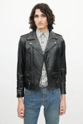 Black Distressed Leather Jacket