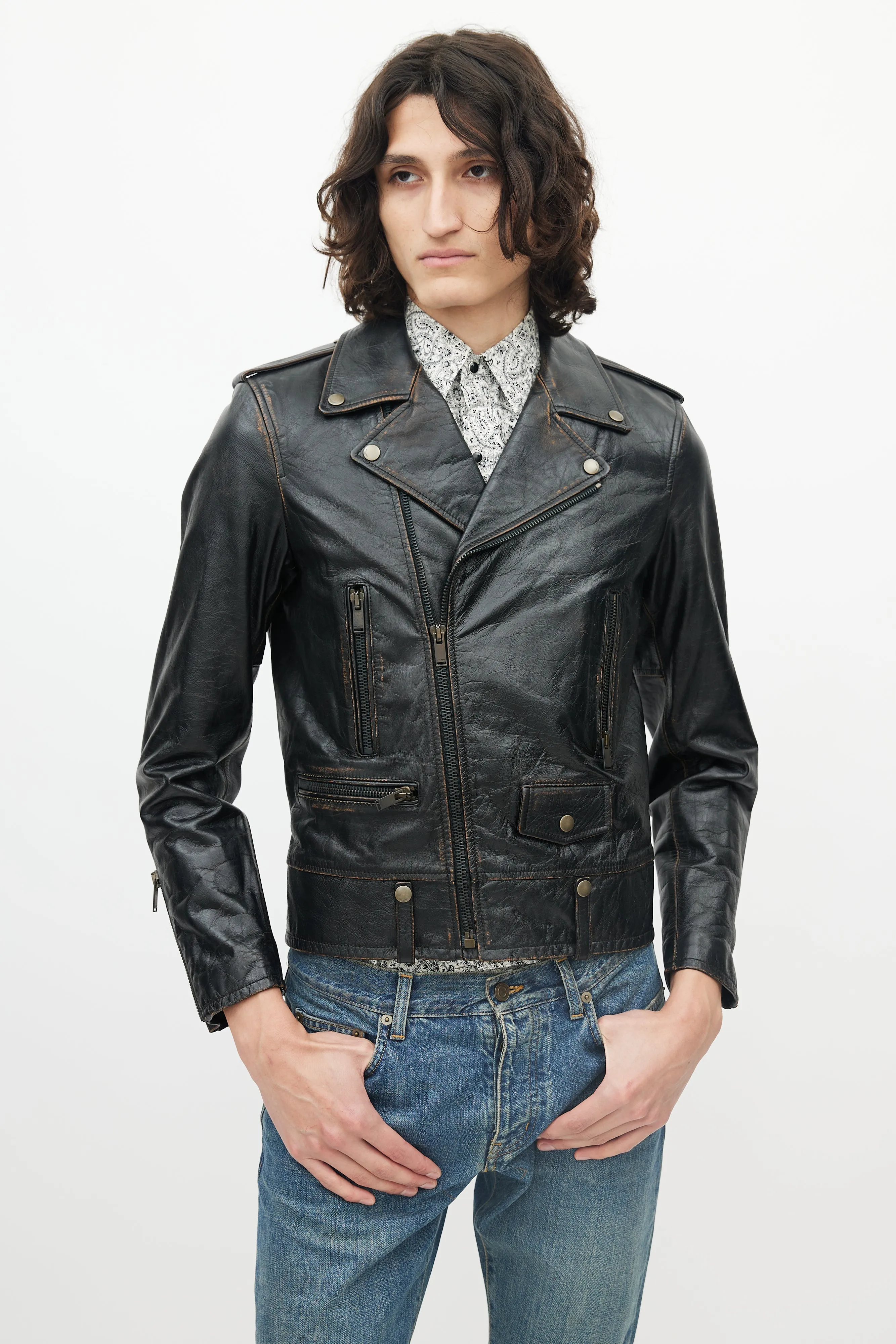 Black Distressed Leather Jacket