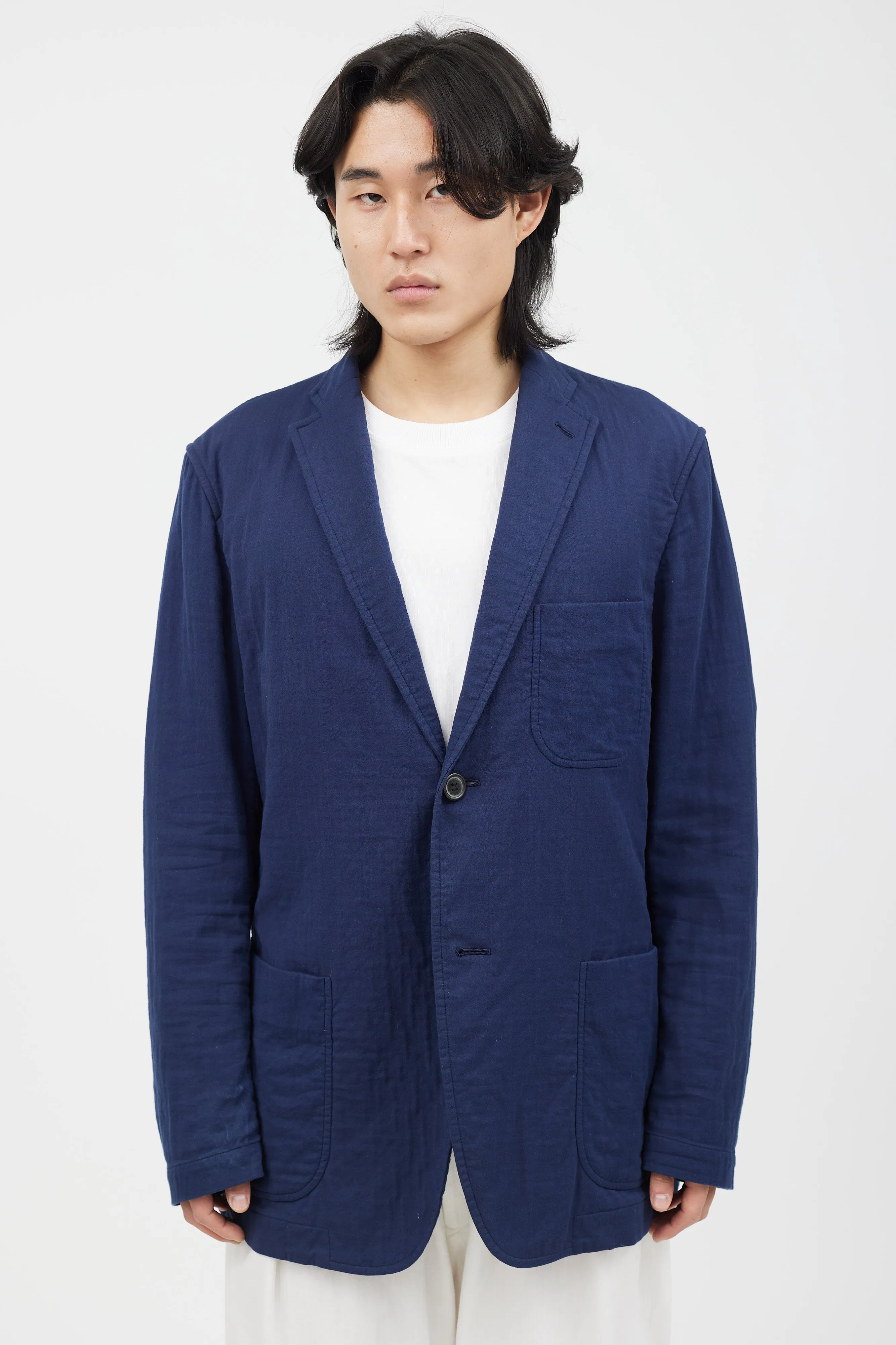 Blue Cotton Shirt Blazer