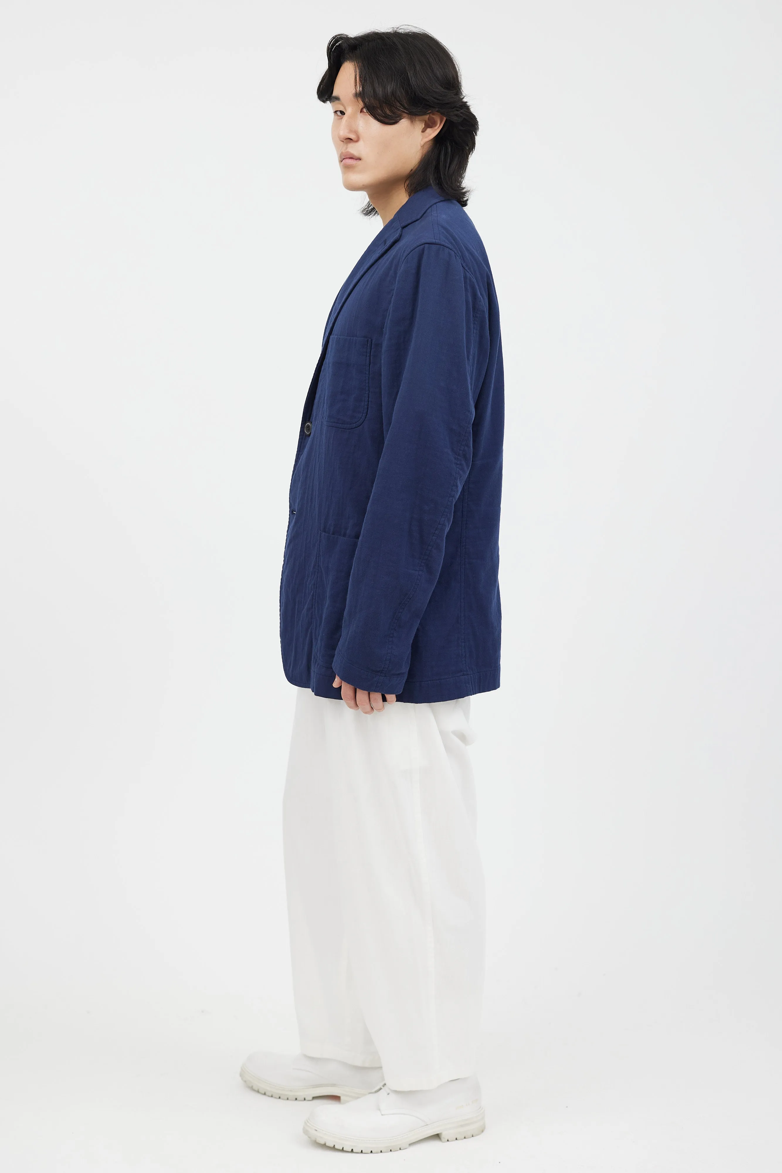 Blue Cotton Shirt Blazer
