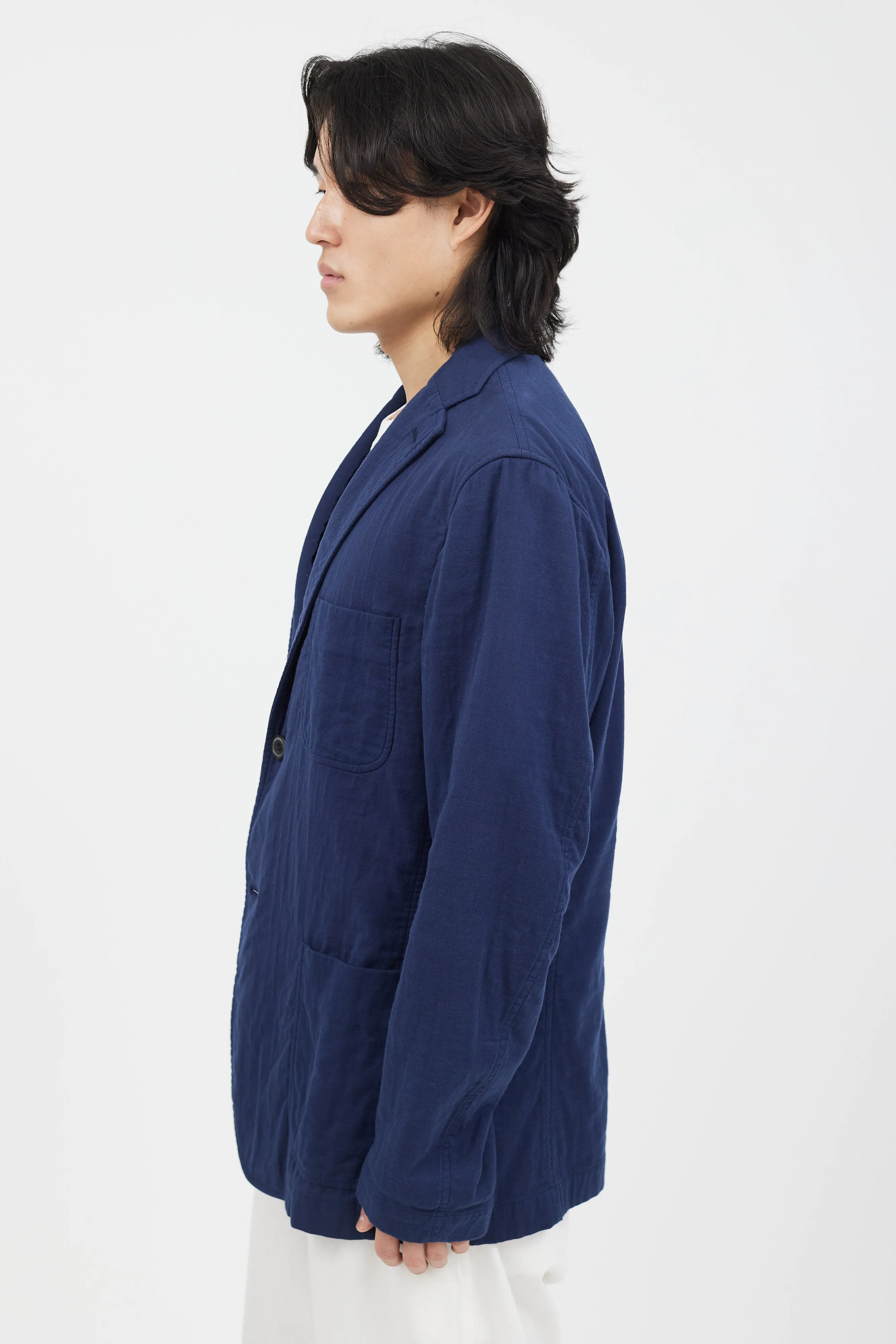 Blue Cotton Shirt Blazer