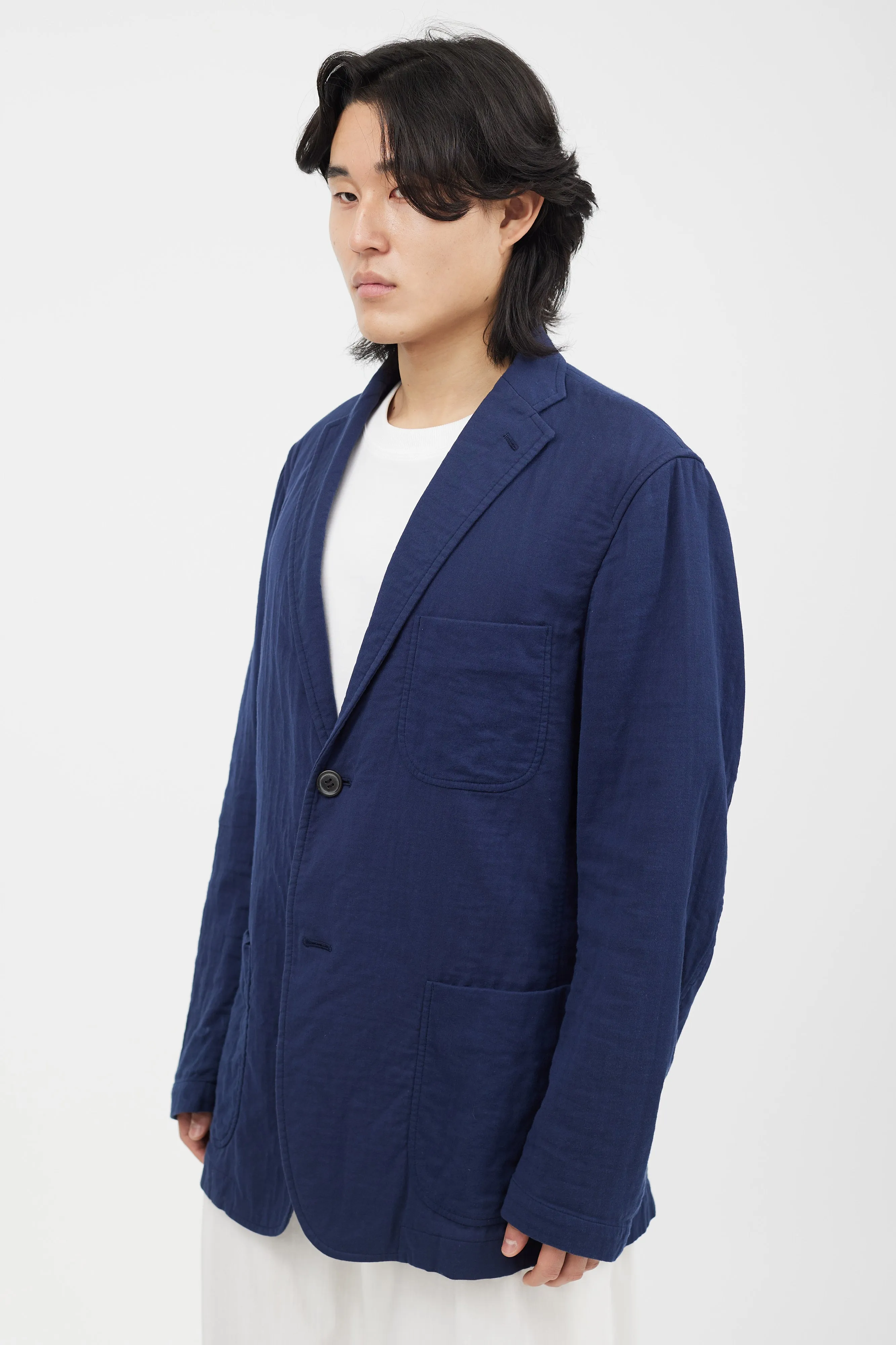 Blue Cotton Shirt Blazer