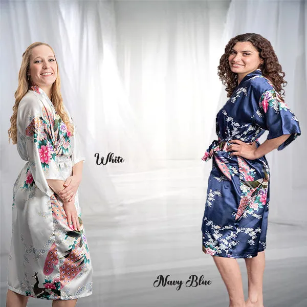 Bridesmaid Robe Set of 15, Floral, Womens Sizes 2-18, Mid Length
