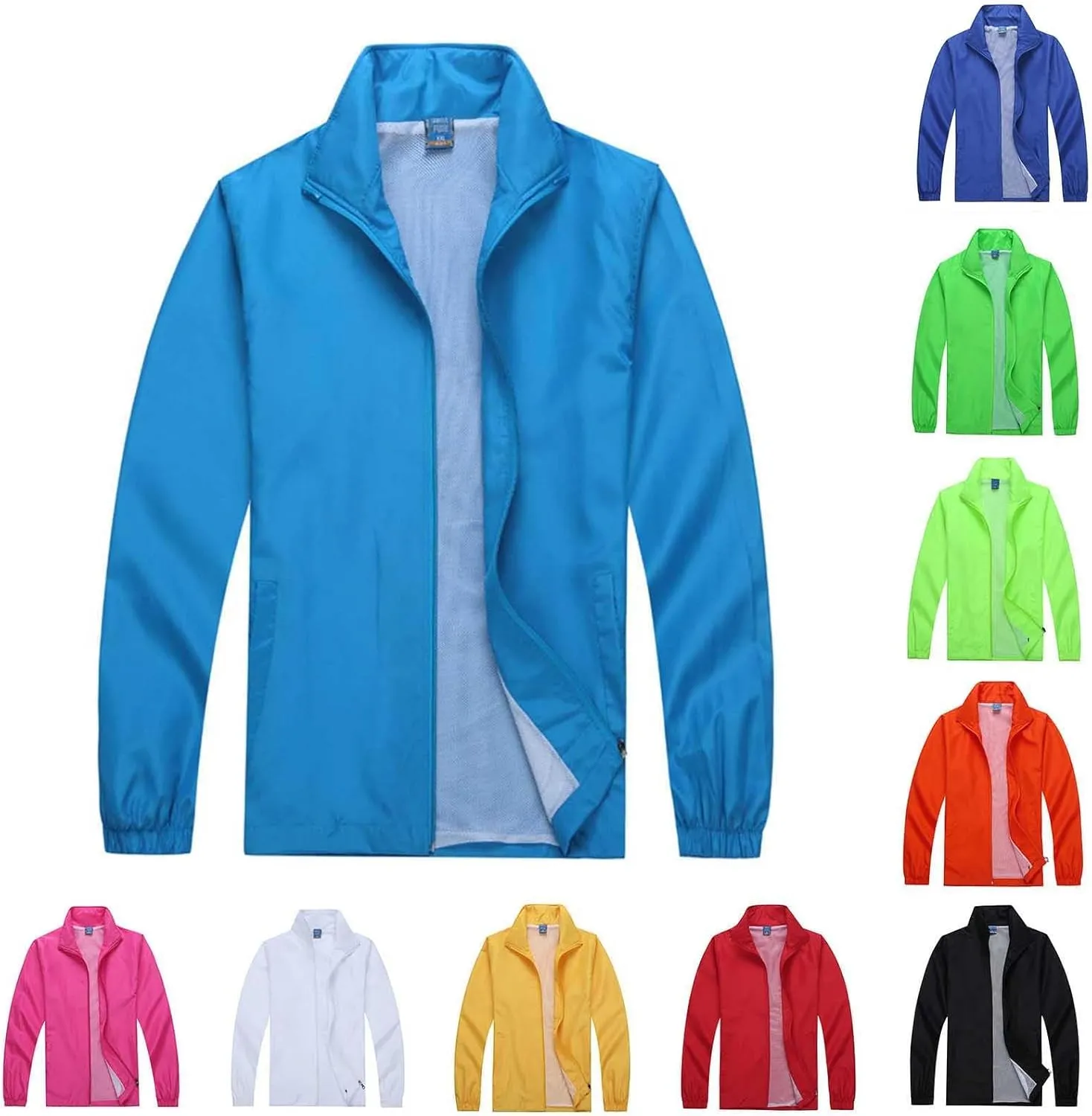 Cambkatl Men's Sports Coat, Full Zipper Stand Collar Long Sleeve Outwear Jacket with Mesh Liner & Pockets