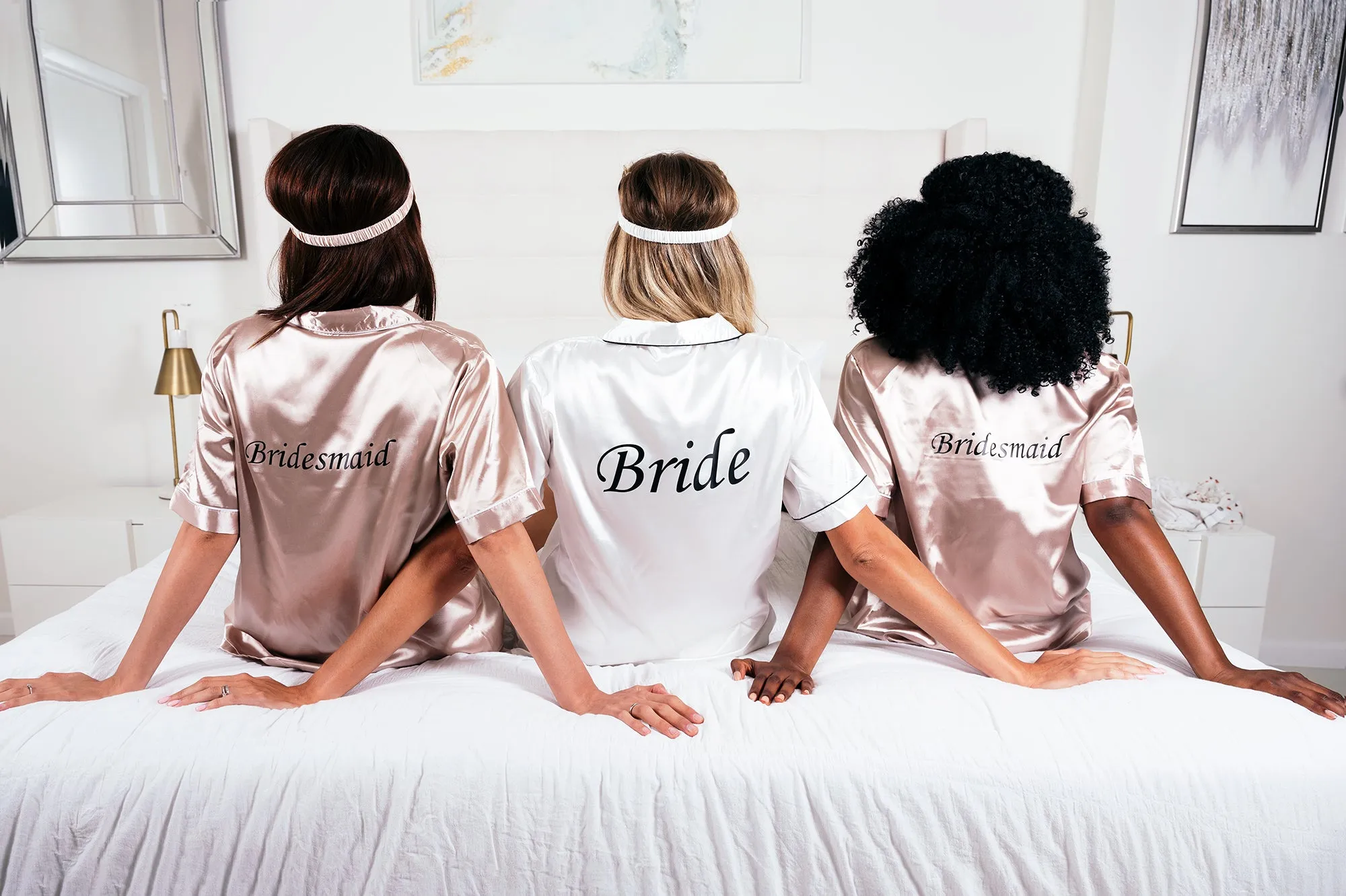 Custom Satin Bridesmaids Pajamas for Sleepover Bachelorette Party - Short   short