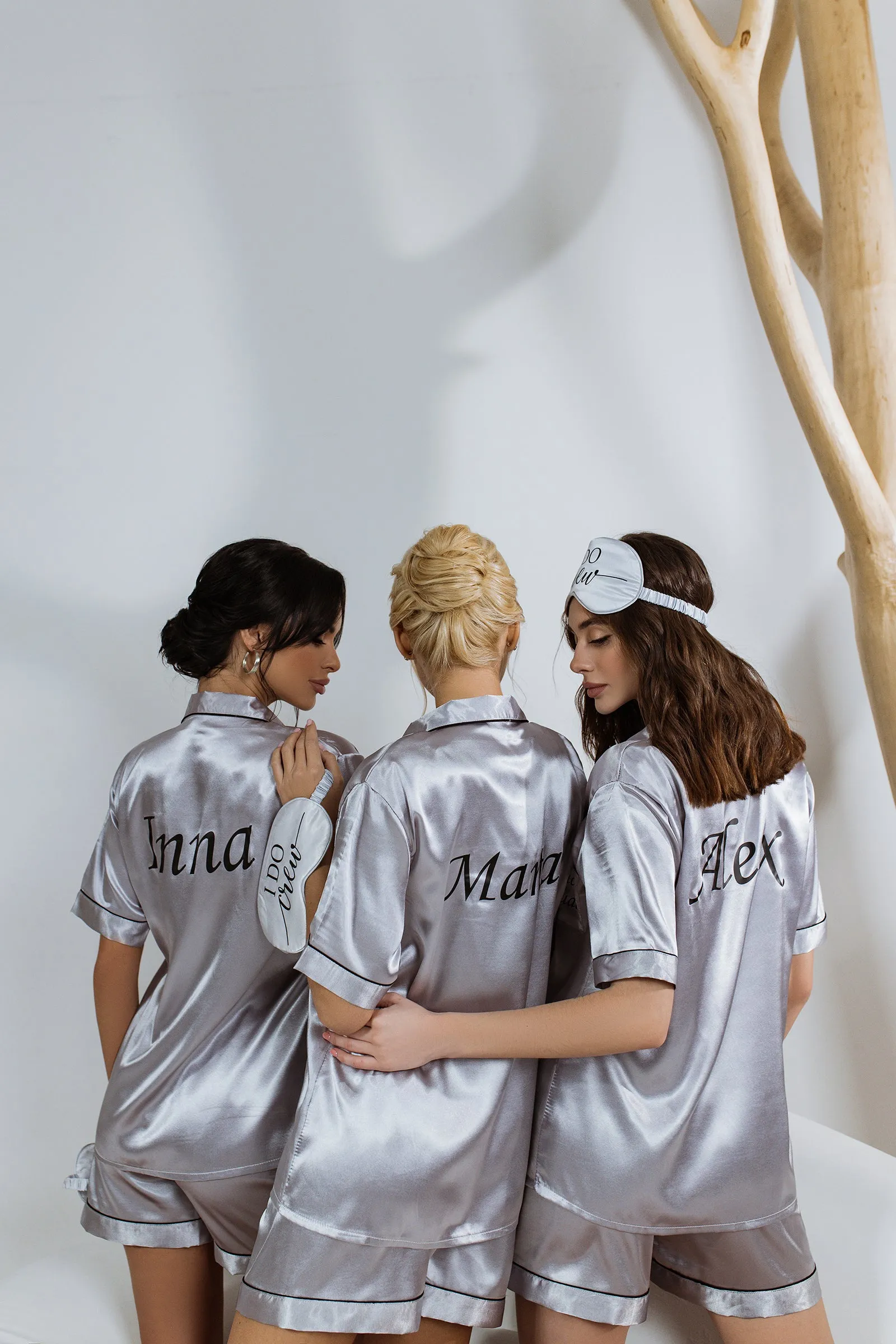 Custom Satin Bridesmaids Pajamas for Sleepover Bachelorette Party - Short   short