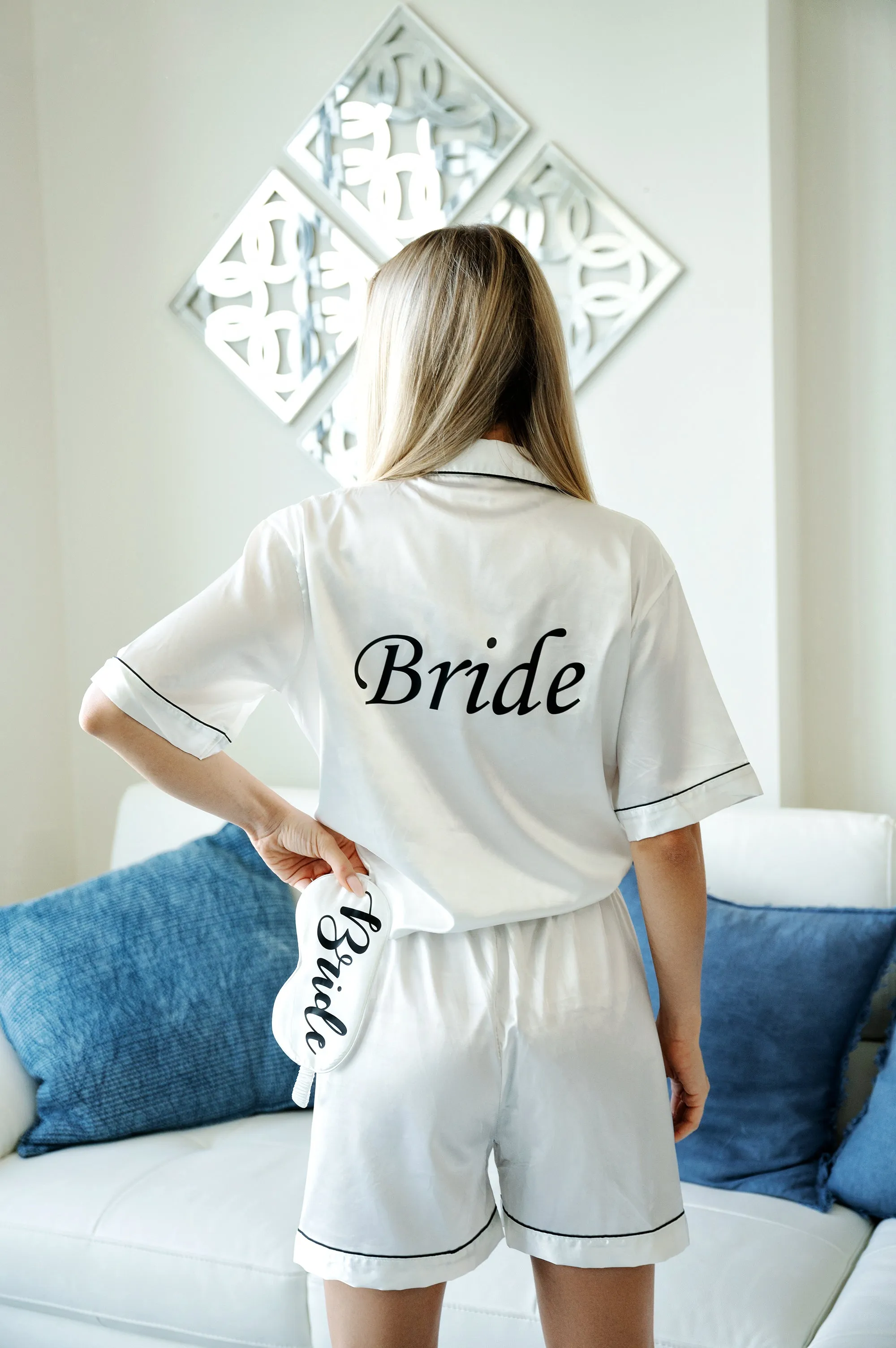 Custom Satin Bridesmaids Pajamas for Sleepover Bachelorette Party - Short   short