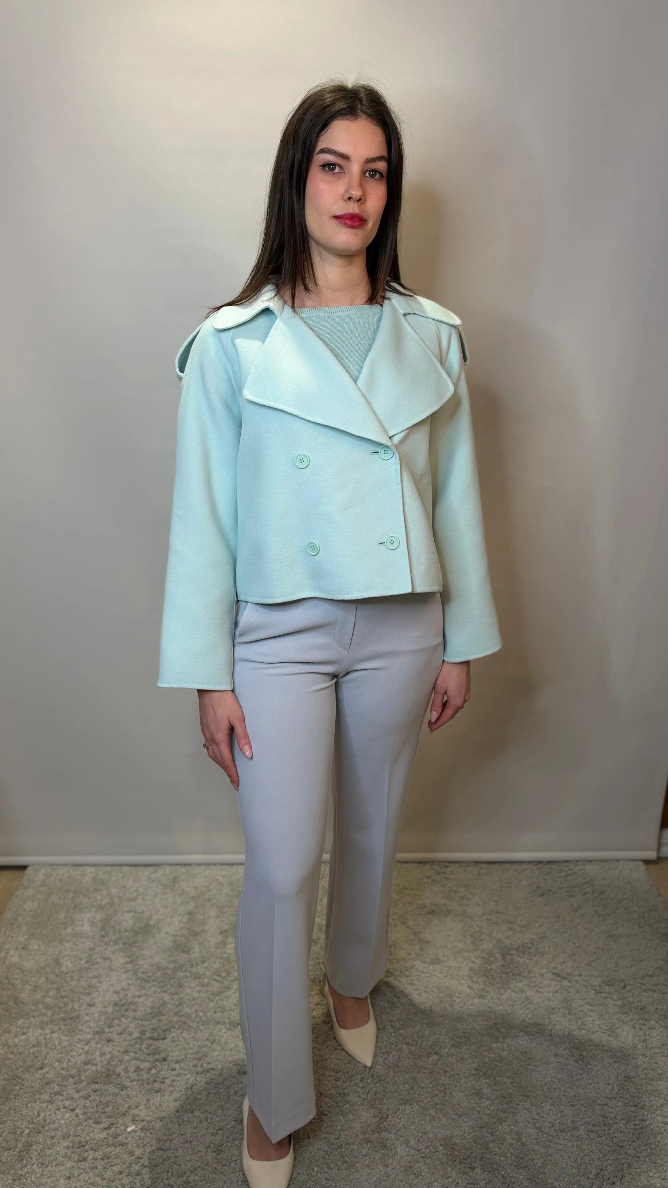 Derris Short Coat - Water Green