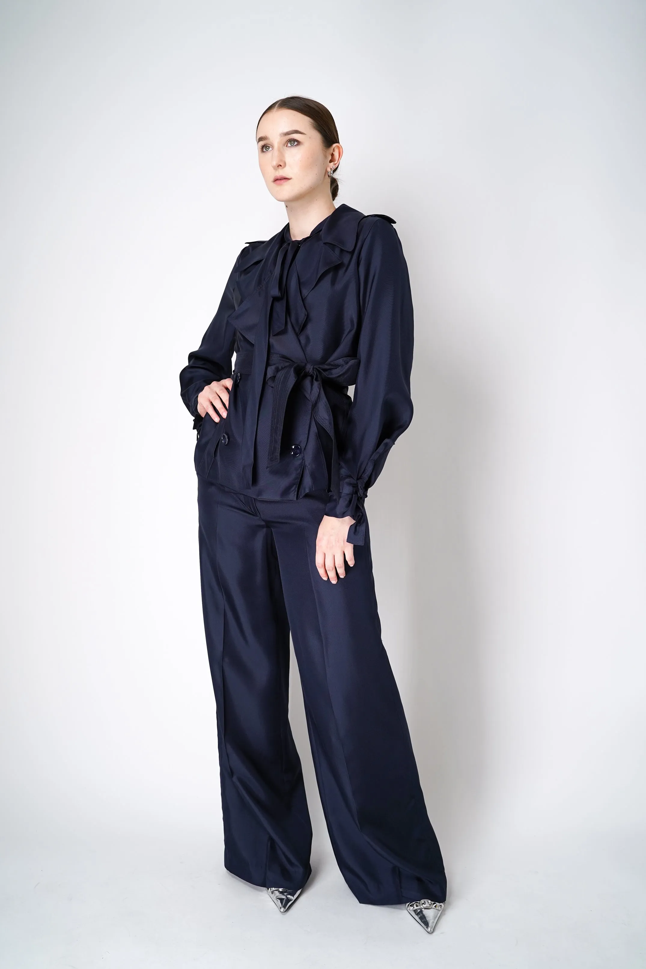 Dorothee Schumacher Trench Coat-Style Shirt-Jacket In Navy