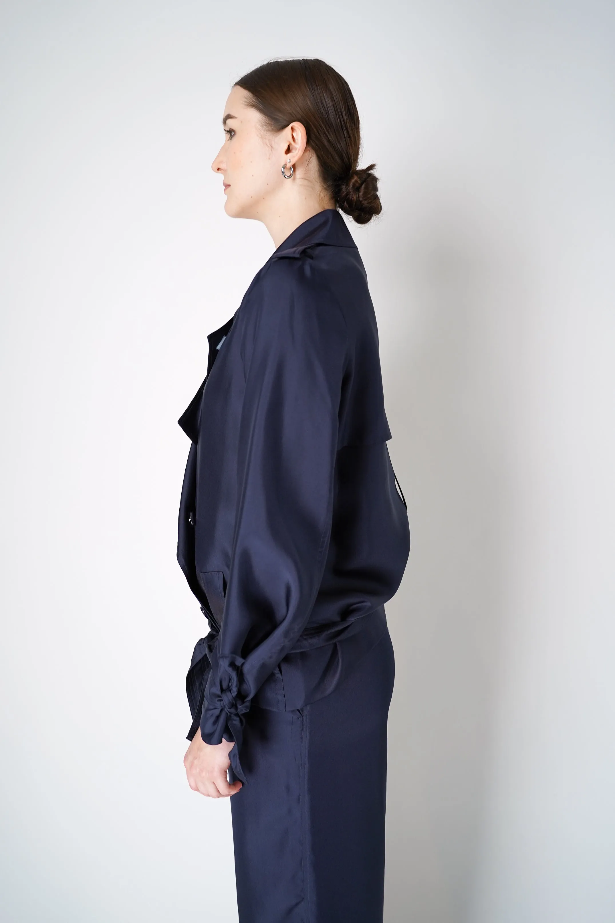 Dorothee Schumacher Trench Coat-Style Shirt-Jacket In Navy