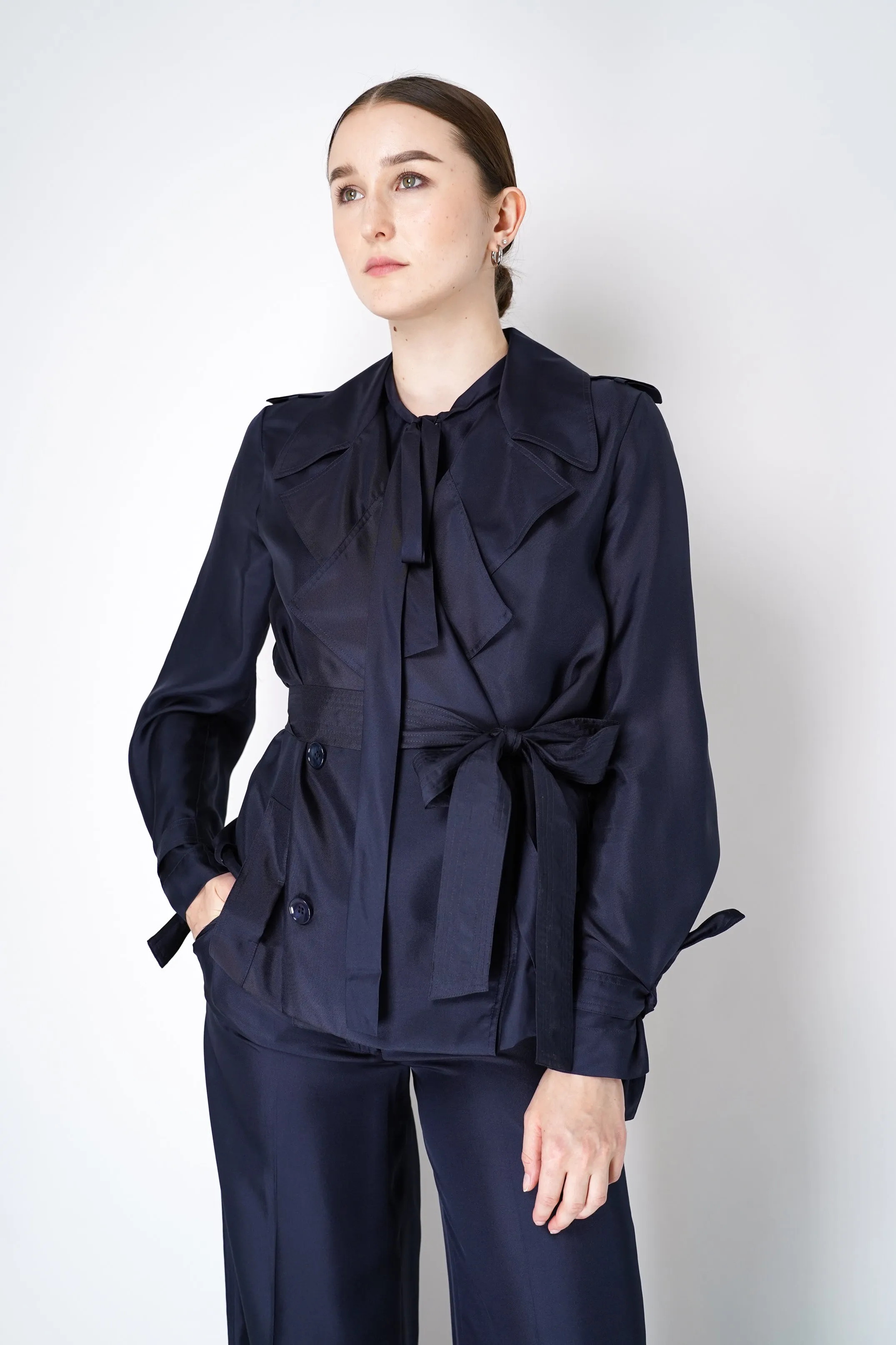 Dorothee Schumacher Trench Coat-Style Shirt-Jacket In Navy