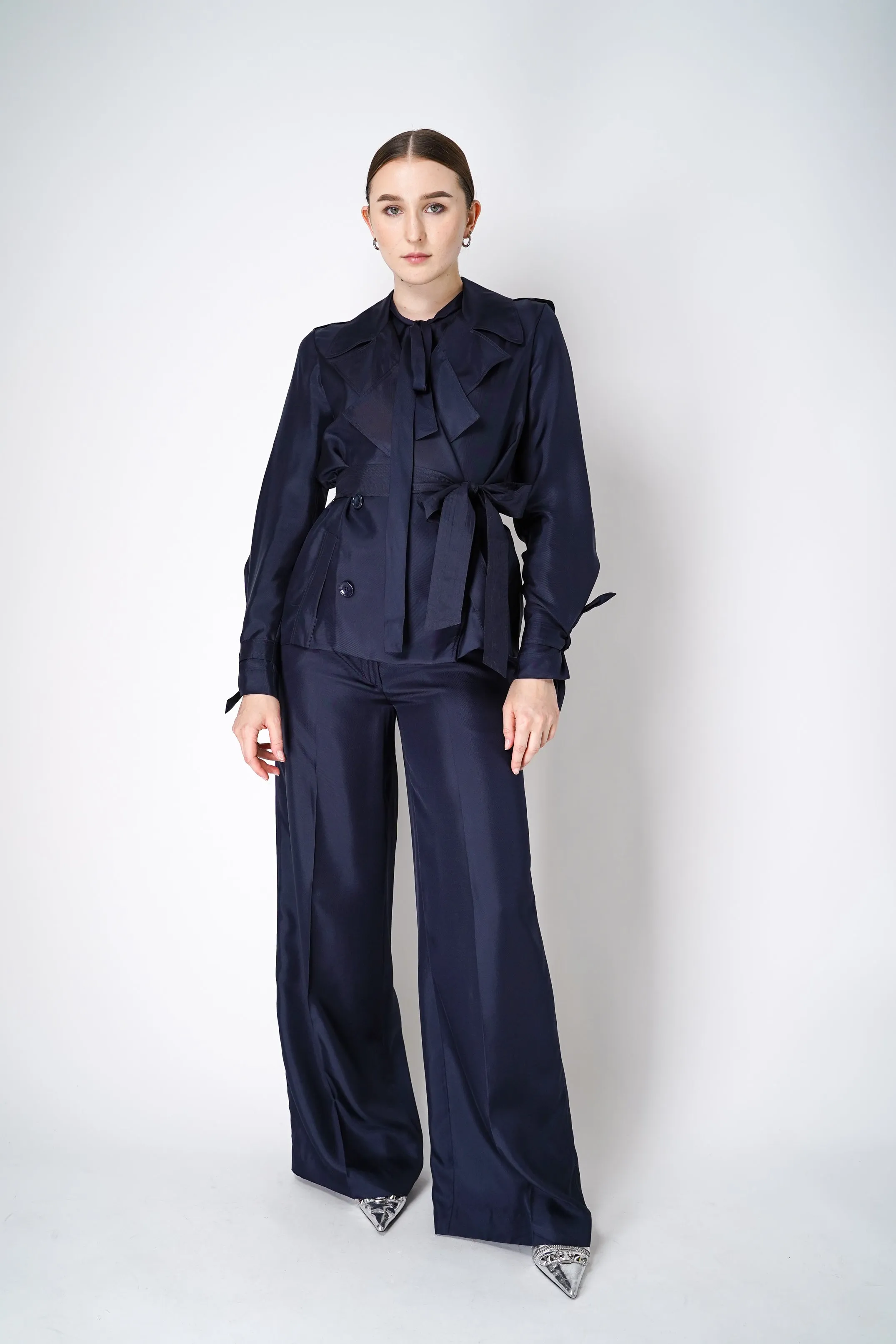 Dorothee Schumacher Trench Coat-Style Shirt-Jacket In Navy