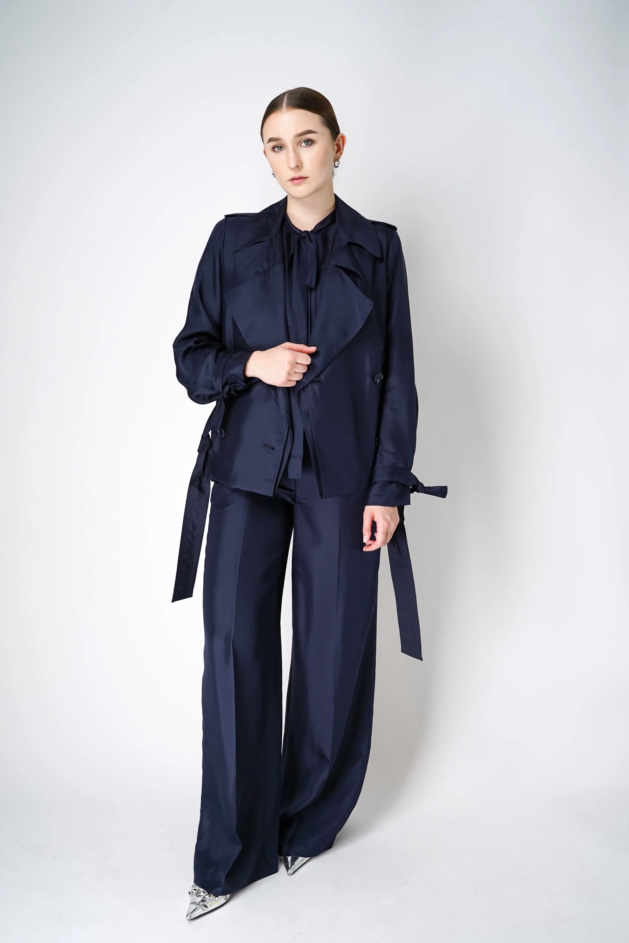 Dorothee Schumacher Trench Coat-Style Shirt-Jacket In Navy