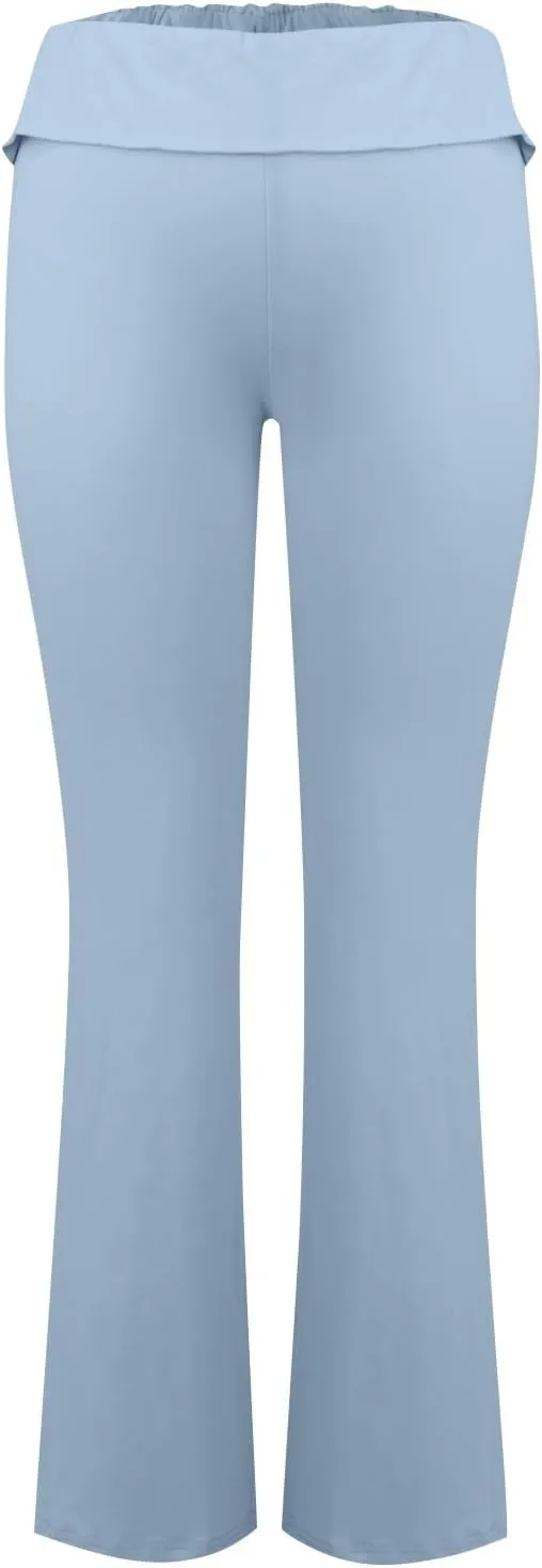 Flared Sweatpants Fold Over Yoga Pants High Waisted Plus Size Workout Leggings Fall Trouser Pants Tall