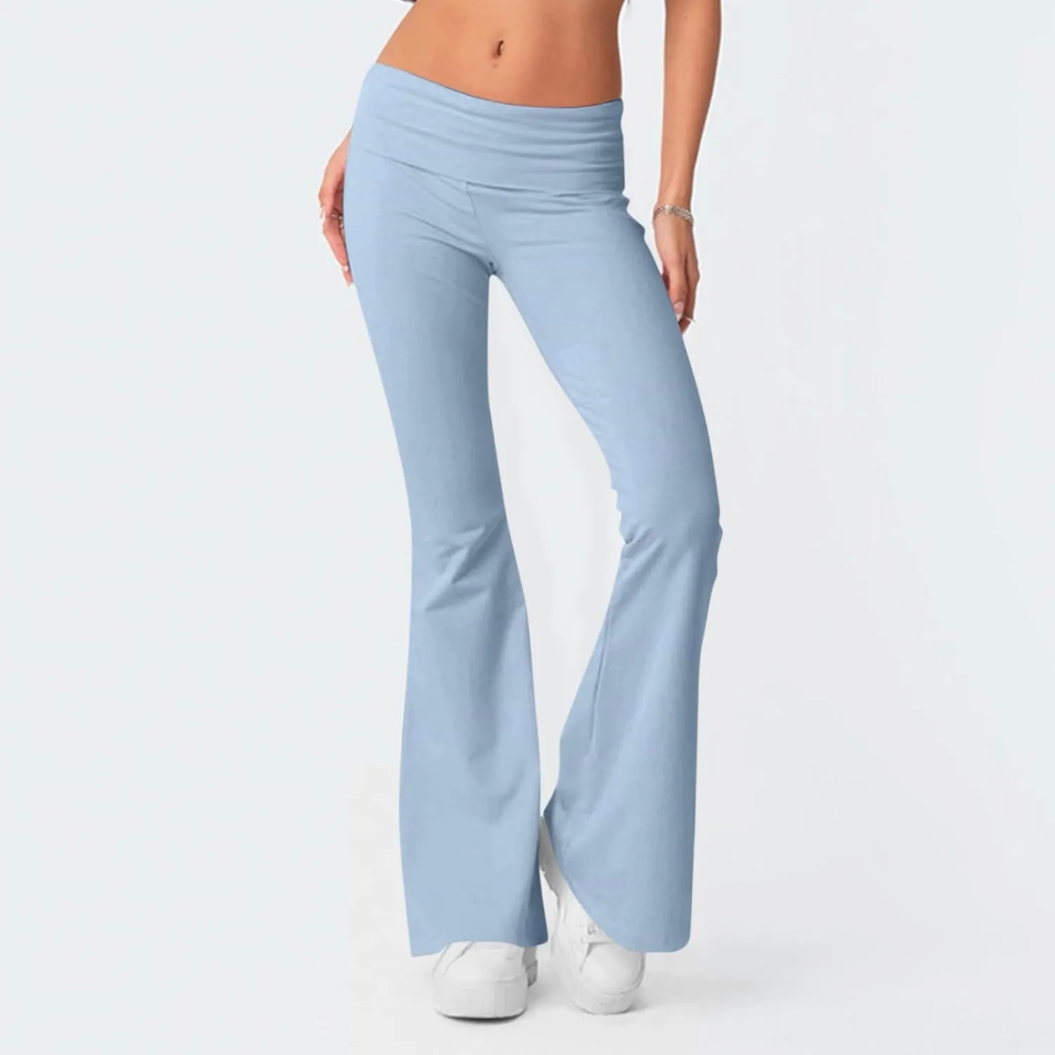 Flared Sweatpants Fold Over Yoga Pants High Waisted Plus Size Workout Leggings Fall Trouser Pants Tall
