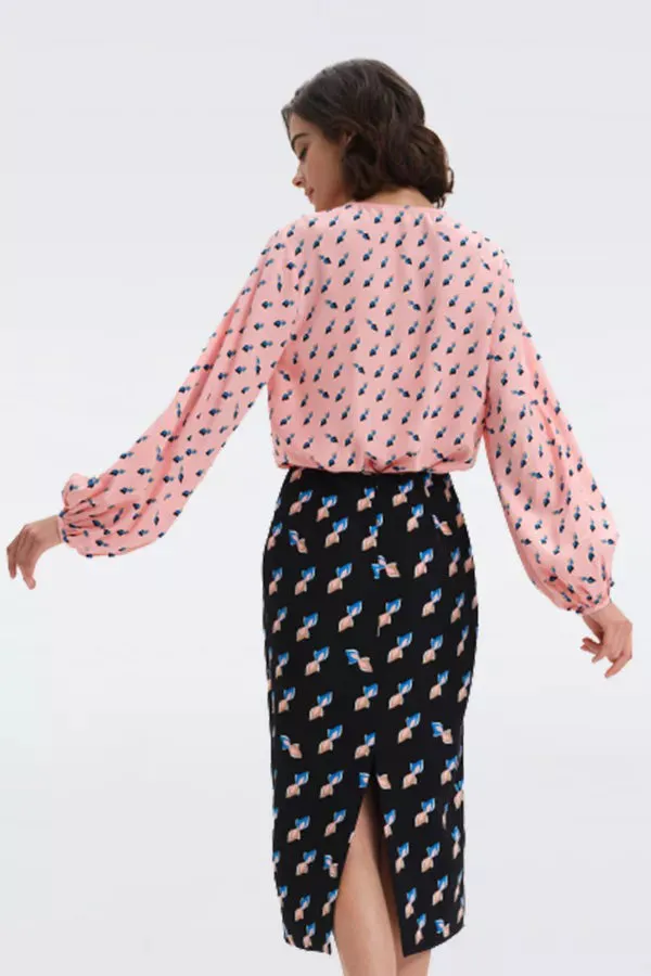 Freddie Blouse in Twisted Geo Soft Pink