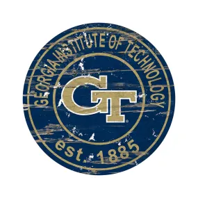 Georgia Tech Yellow Jackets 24" x 24" Distressed Circle Sign