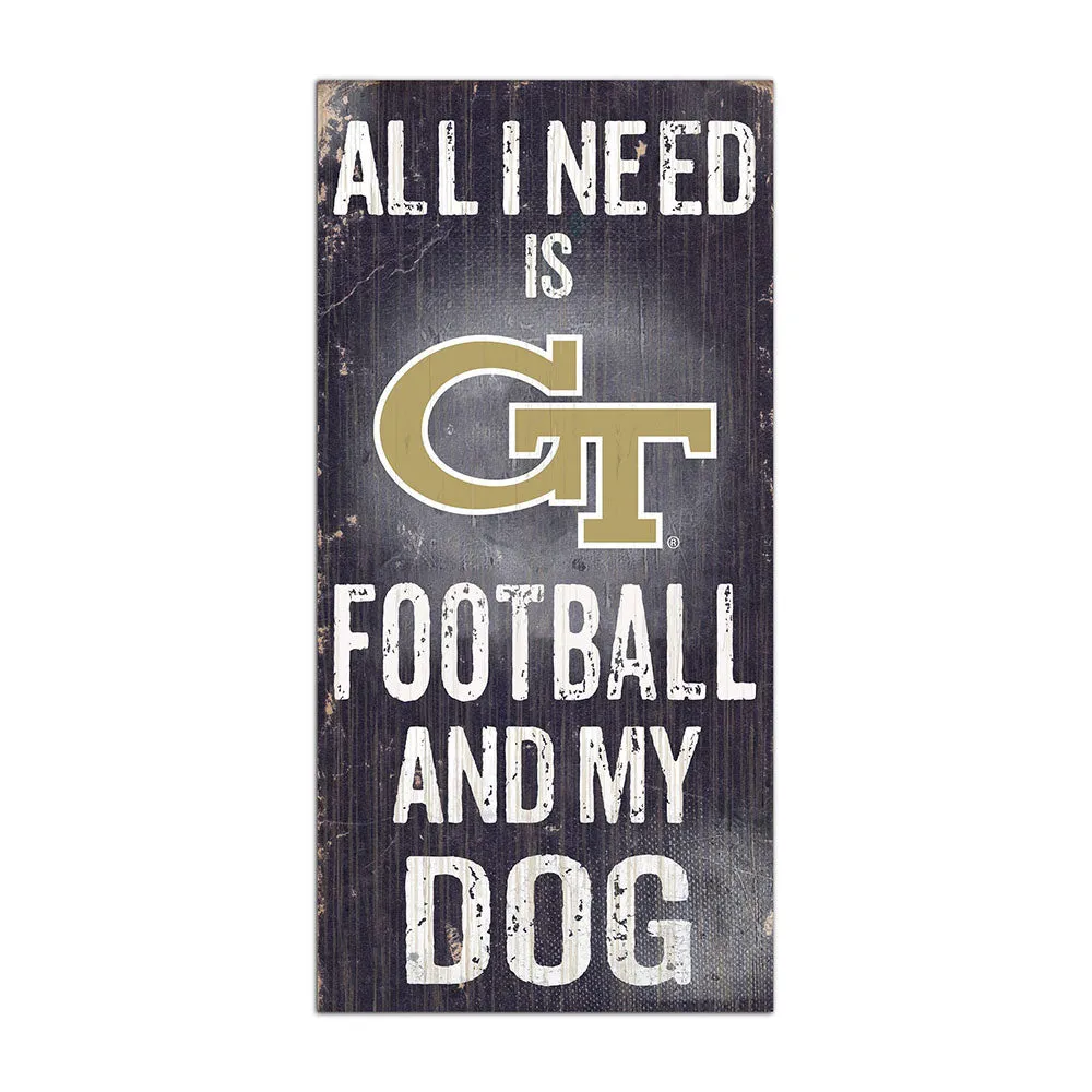 Georgia Tech Yellow Jackets 6" x 12" All I Need Dog Sign