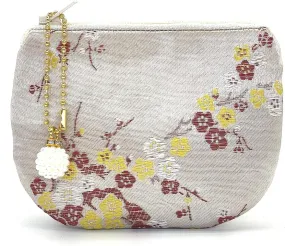 Handmade Women Coin Purse Brocade Rosary Bag Silk Jewelry Pouch Zipper Wallet - Beige