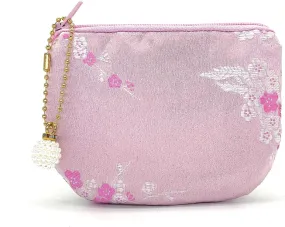 Handmade Women Coin Purse Brocade Rosary Bag Silk Jewelry Pouch Zipper Wallet - Pink