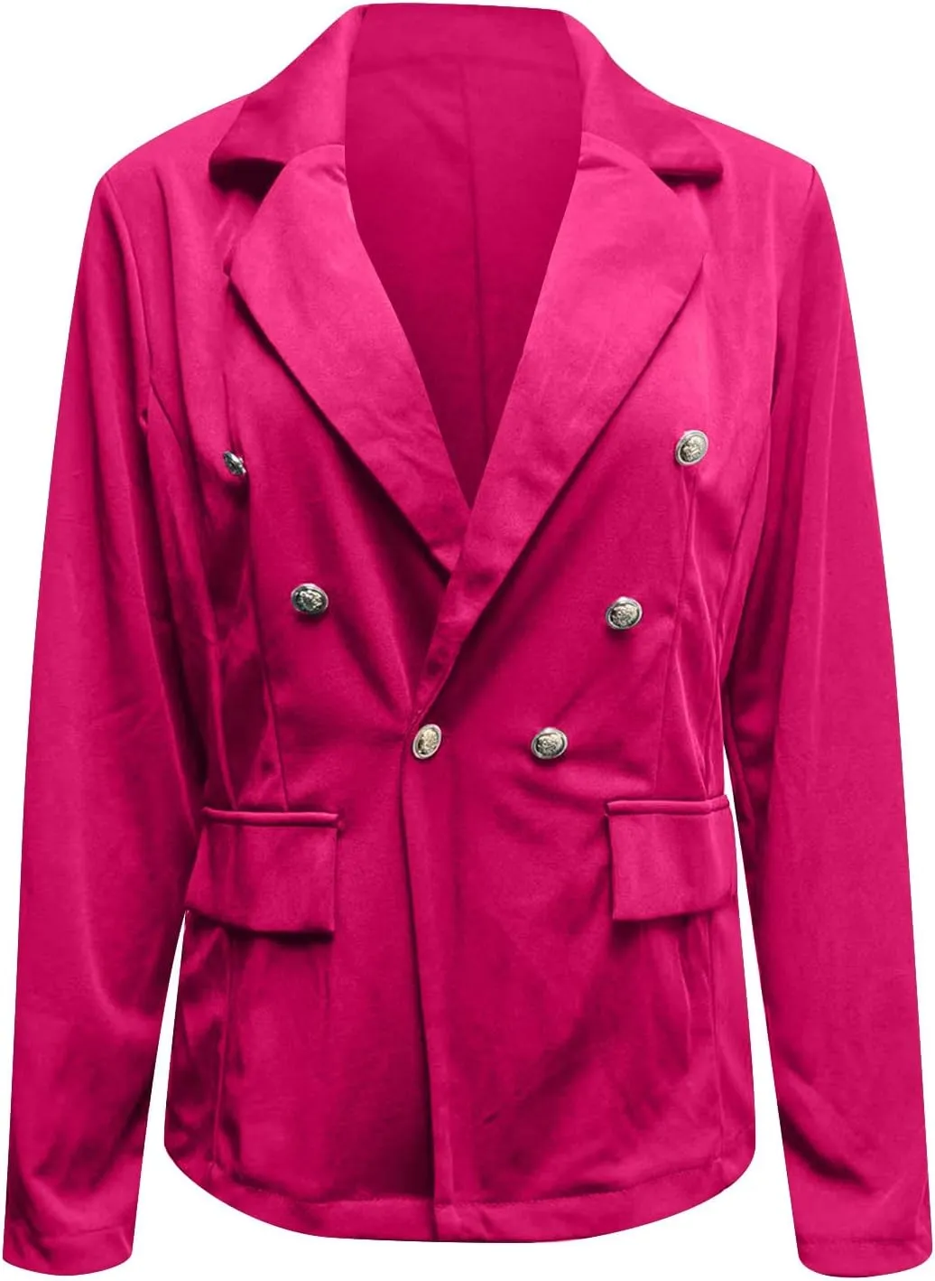 Herringbone Blazer Women Solid Color Slim Fit Double Breasted Boyfriend Blazer Long Sleeve Business Casual Blazers