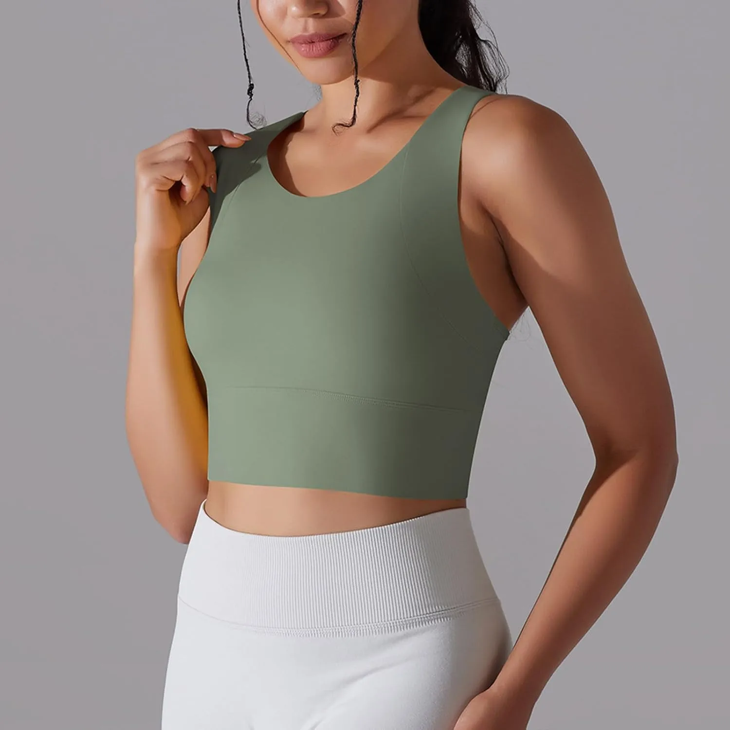 HGps8w Workout Tank Tops for Women Quick Dry Yoga Bra Sleeveless Fitted Sexy Basic Cropped Shirts with Built in Shelf Bra
