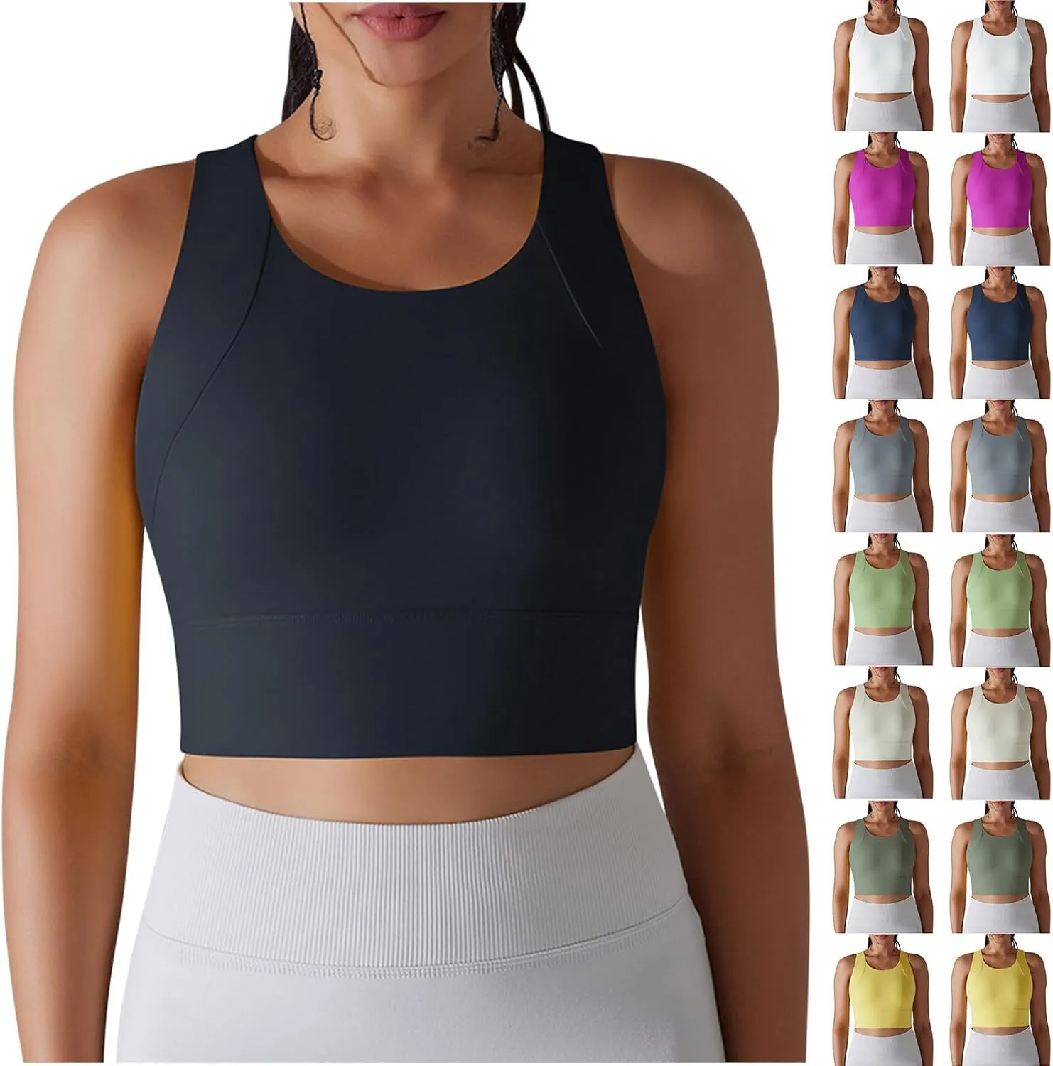 HGps8w Workout Tank Tops for Women Quick Dry Yoga Bra Sleeveless Fitted Sexy Basic Cropped Shirts with Built in Shelf Bra