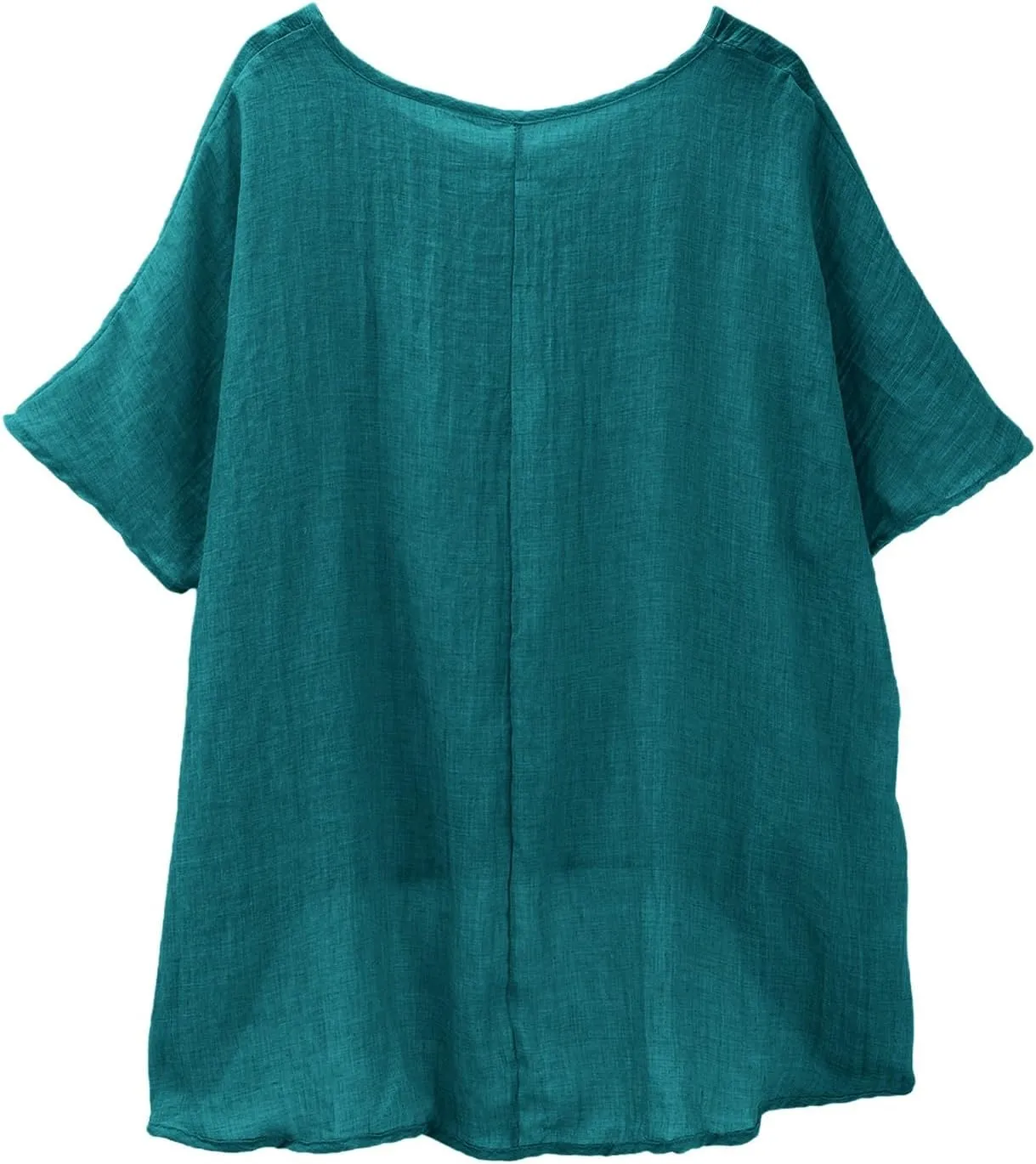 Linen Shirts for Women Summer Trendy Boho Tops, Solid Color Peasant Blouses Short Sleeve Casual Dressy Shirt
