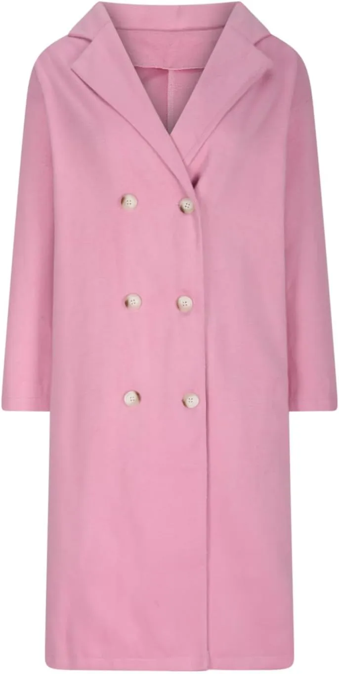Lmdudan Women Casual Double Breasted Mid Long Pea Coat Winter Notched Lapel Wool Coat Jacket Overcoat Fashion Trench Coats