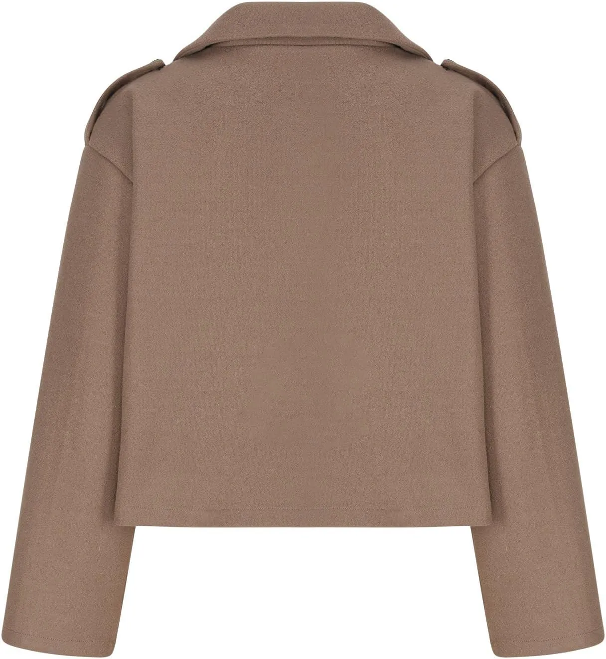 Lmdudan Women's Cropped Wool Blend Coat Notch Lapel Blazer Jacket Business Casual Winter Crop Pea Coat Cardigan Tops