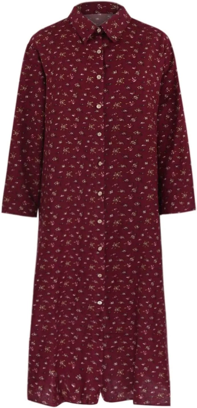 Lpmadey Womens Button Down Shirts Linen Cotton Roll Up Sleeve V Neck Kaftan Dresses Cover Up Shirt Loose Beach Bikini Dress