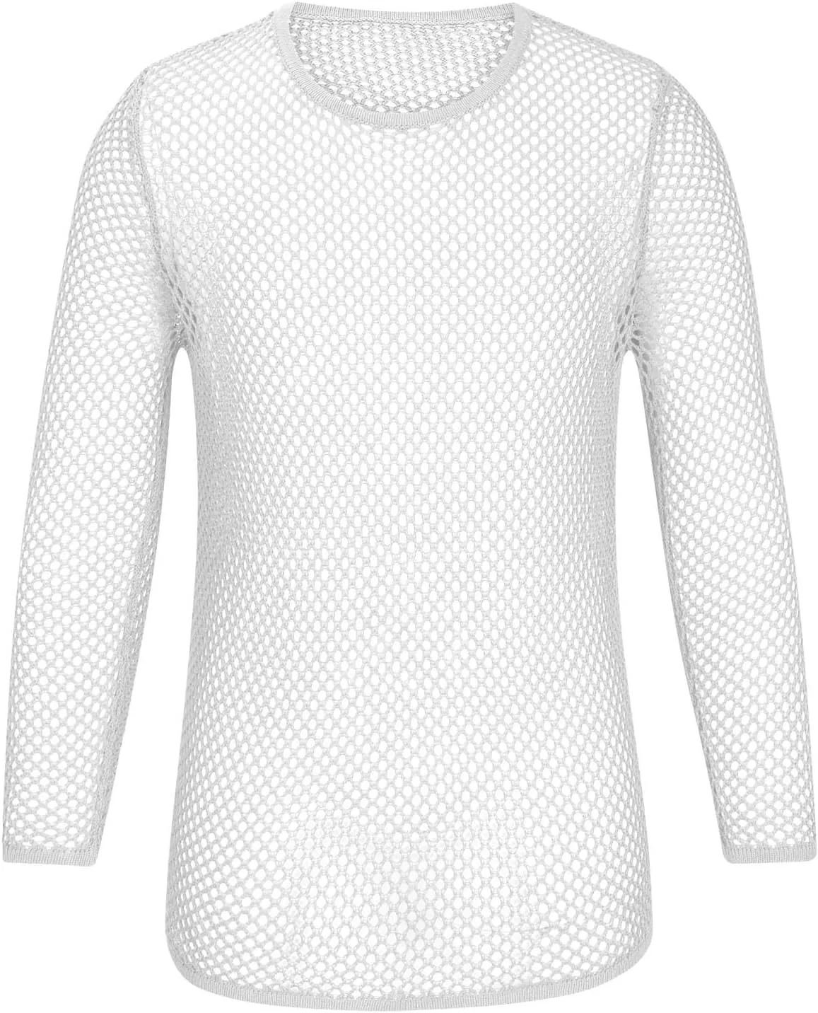 Mens Fishnet Mesh Muscle Shirts Top See Thru Workout Gym Shirts Mesh Base Layer Fishnet Sexy Top Fitted Crew Neck Tee