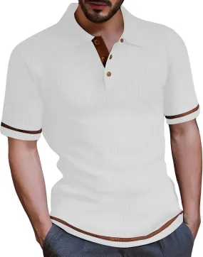 Men's Mesh Ice Silk Polo Shirt Slim Fit Collared Short Sleeve Cool Skin-Friendly Quick-Drying Stretch Tshirts