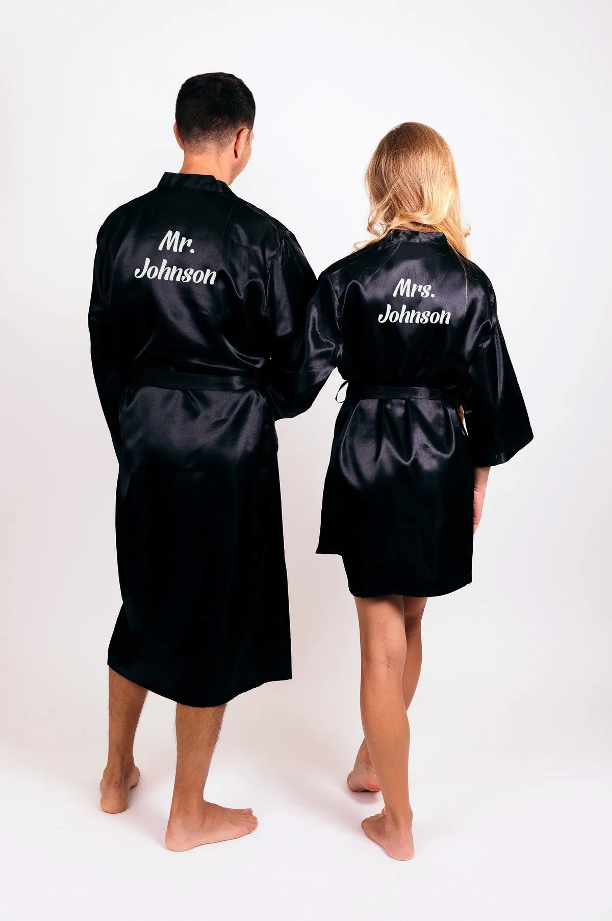 Mr. and Mrs. Matching Satin Robes for Couple