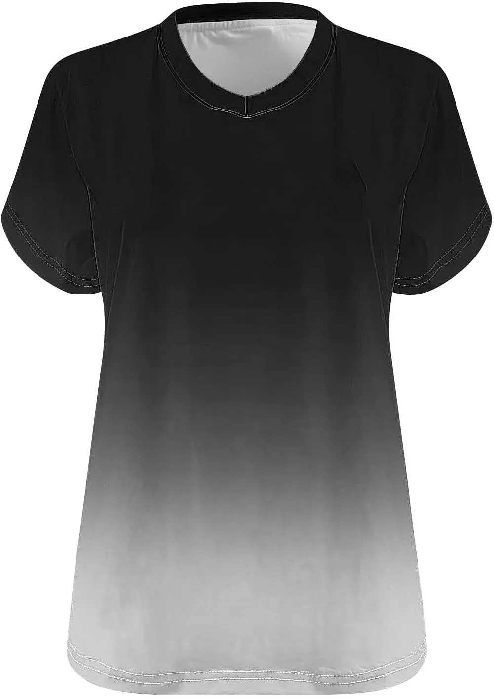Plus Size Tops for Women Oversized Summer Basic V Neck Short Sleeve Henley Shirt 2025 Casual Gradient Tunic Blouse