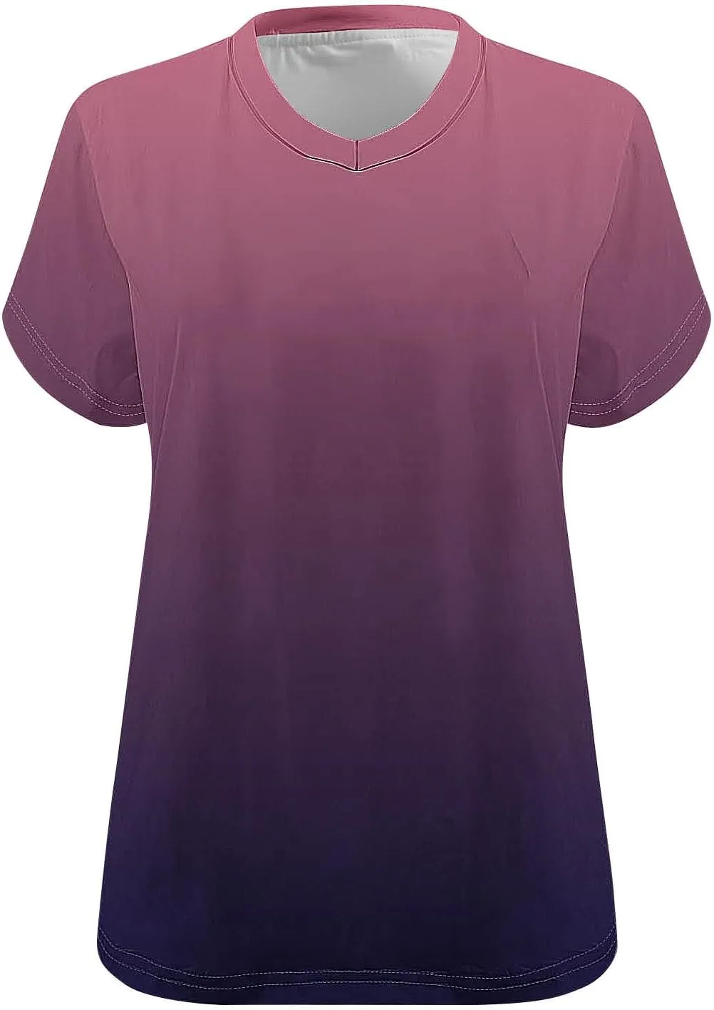 Plus Size Tops for Women Oversized Summer Basic V Neck Short Sleeve Henley Shirt 2025 Casual Gradient Tunic Blouse