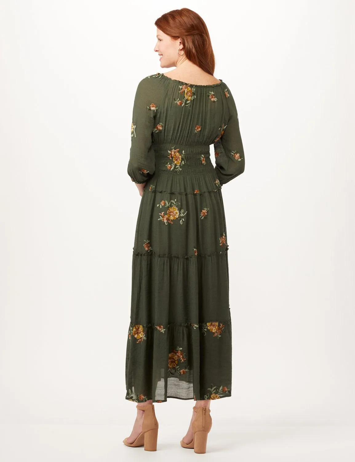 Pre-Order Embroidered Texture Peasant Dress