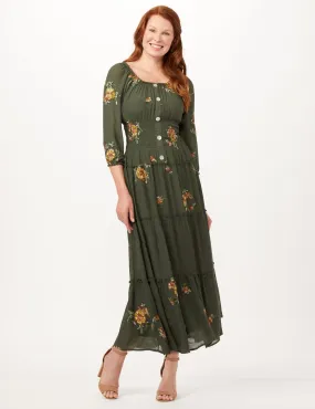 Pre-Order Embroidered Texture Peasant Dress