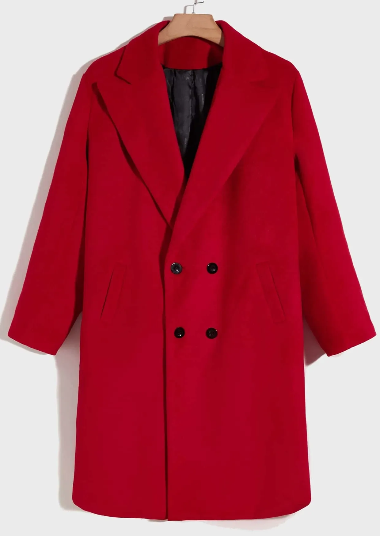 Red Double Breasted Overcoat