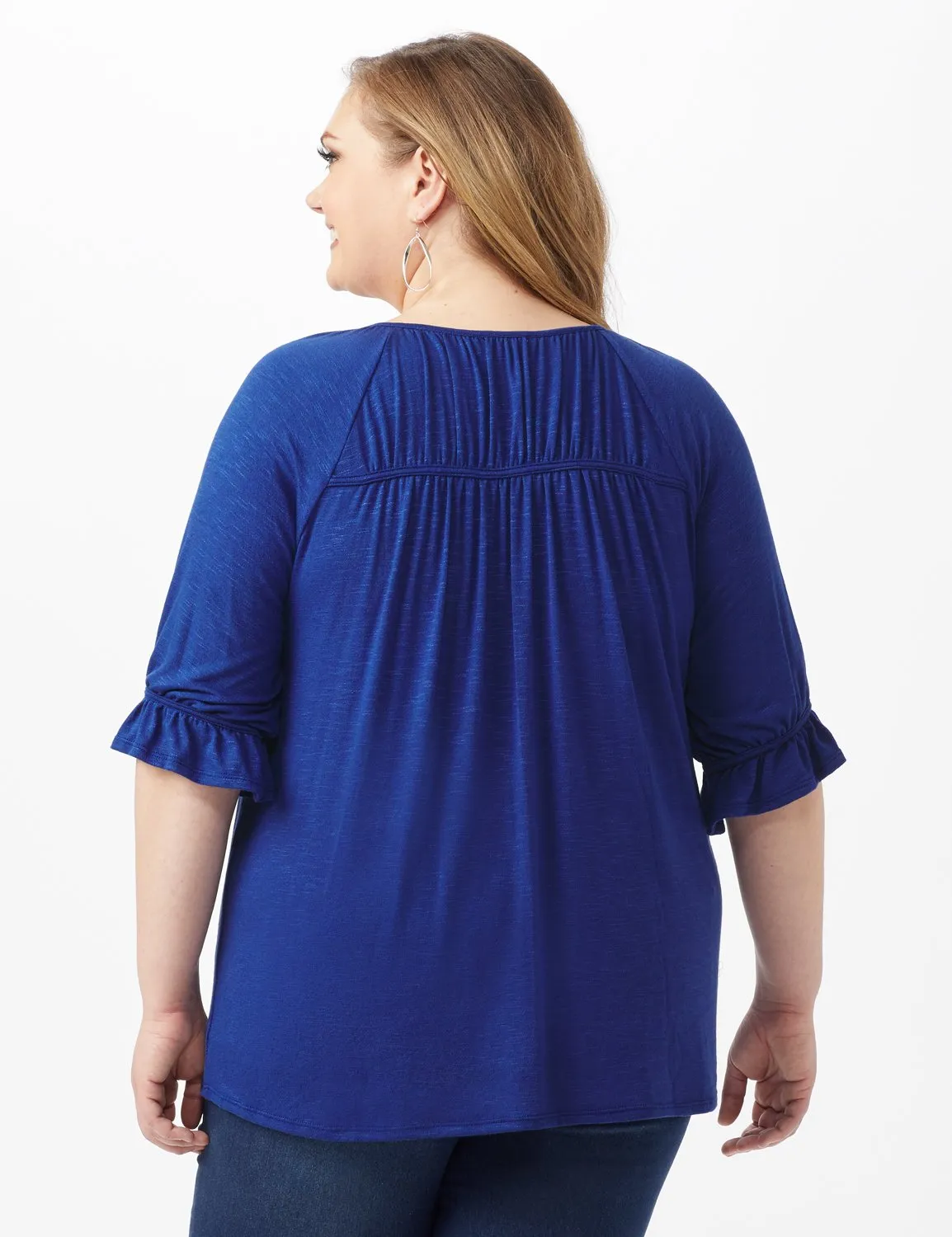 Ruffle Trim Peasant Knit Top