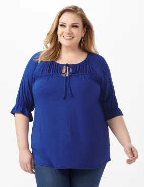 Ruffle Trim Peasant Knit Top
