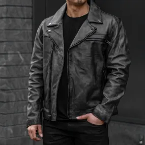 [S] Motorcycle Jacket | Distressed Black