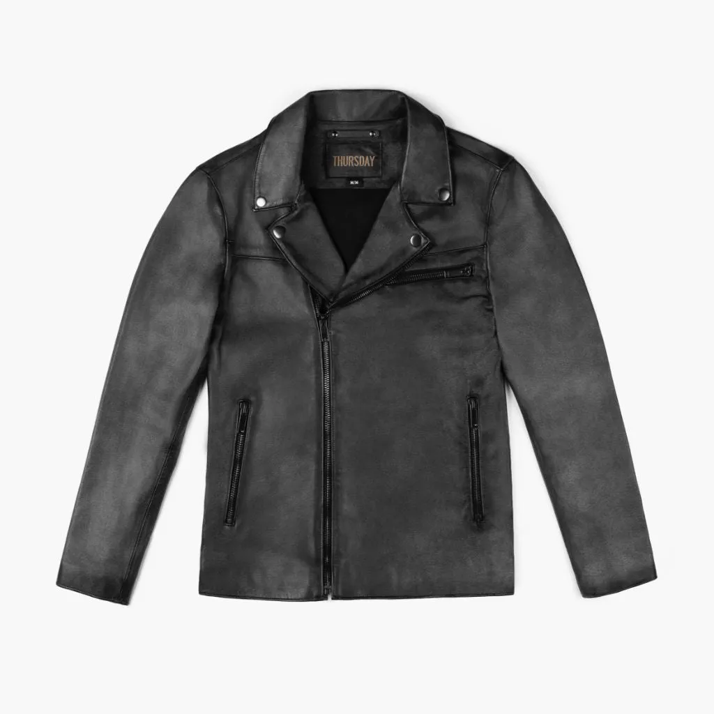 [S] Motorcycle Jacket | Distressed Black