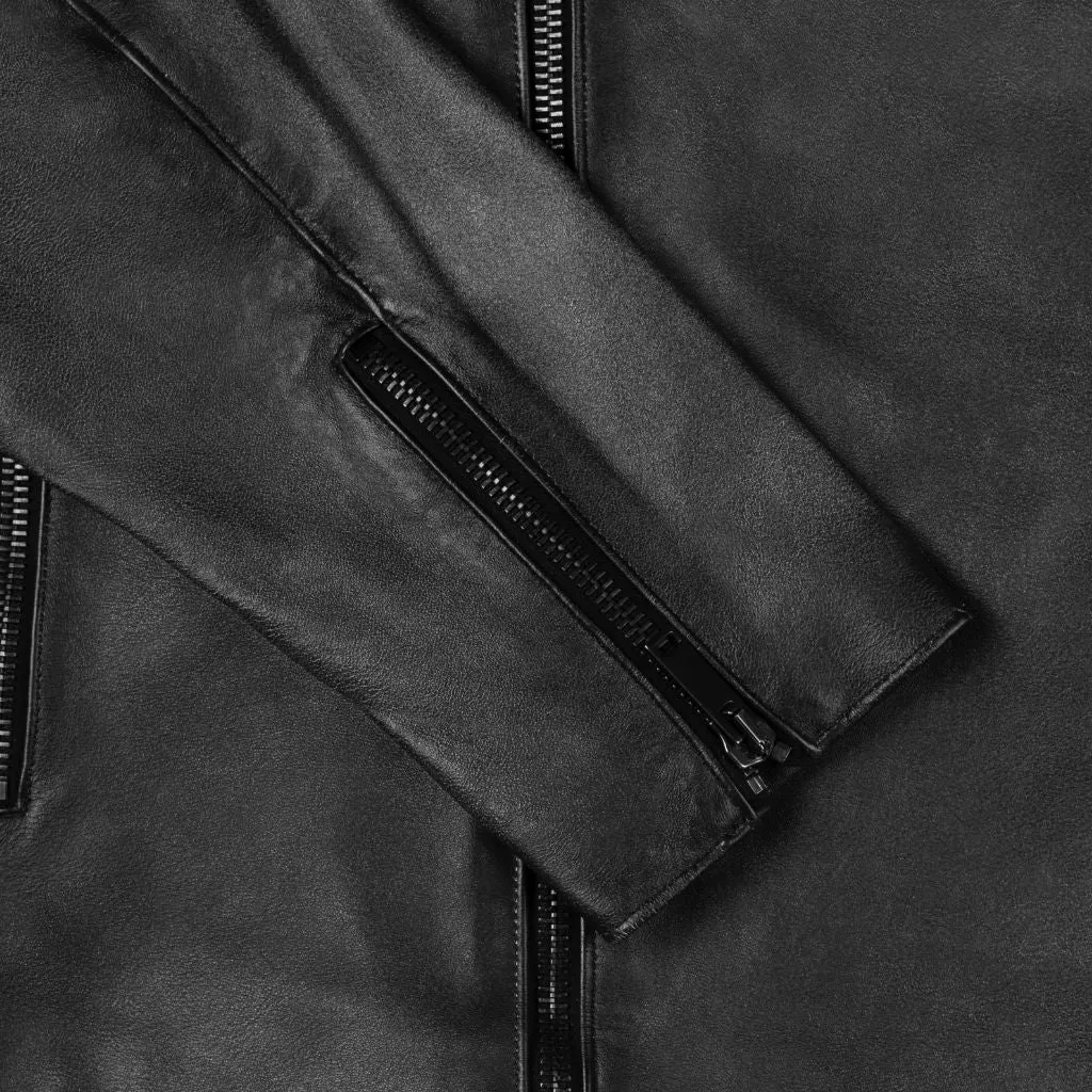 [S] Motorcycle Jacket | Distressed Black