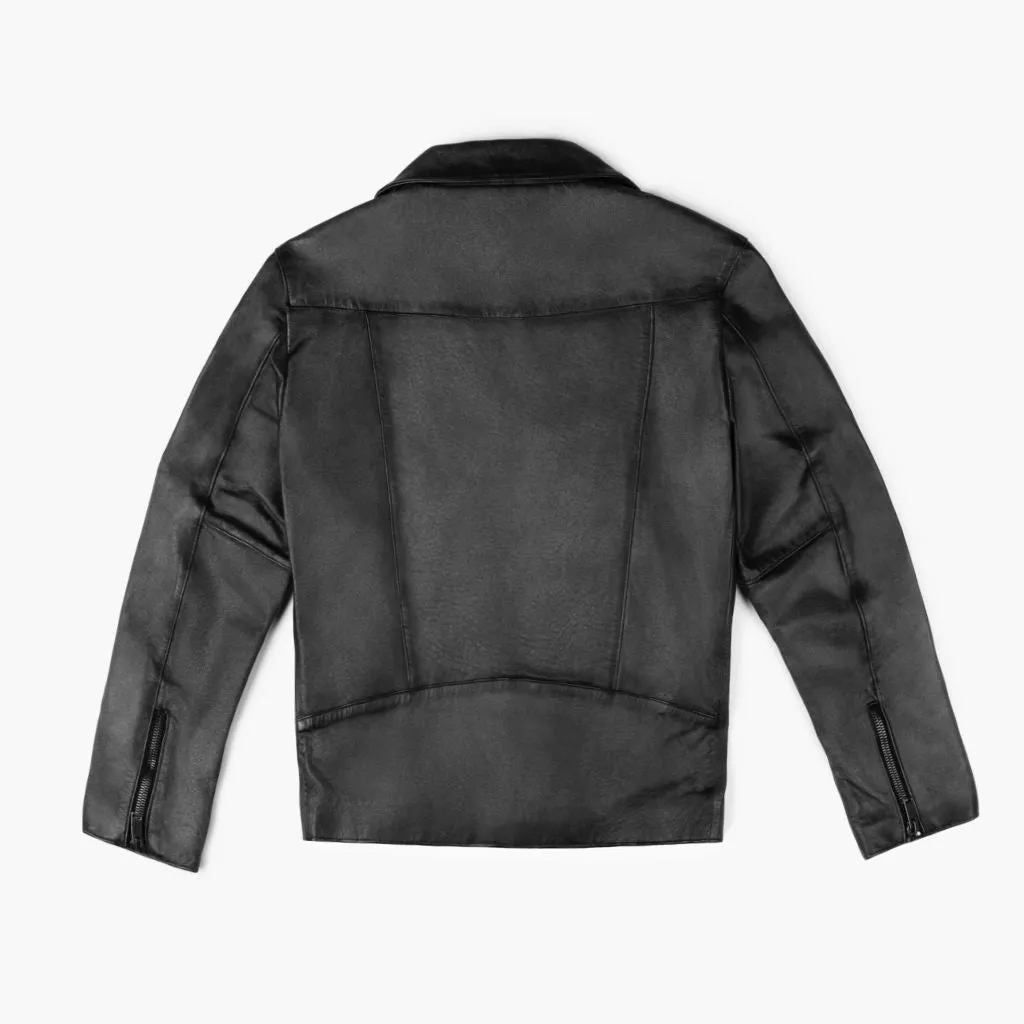 [S] Motorcycle Jacket | Distressed Black